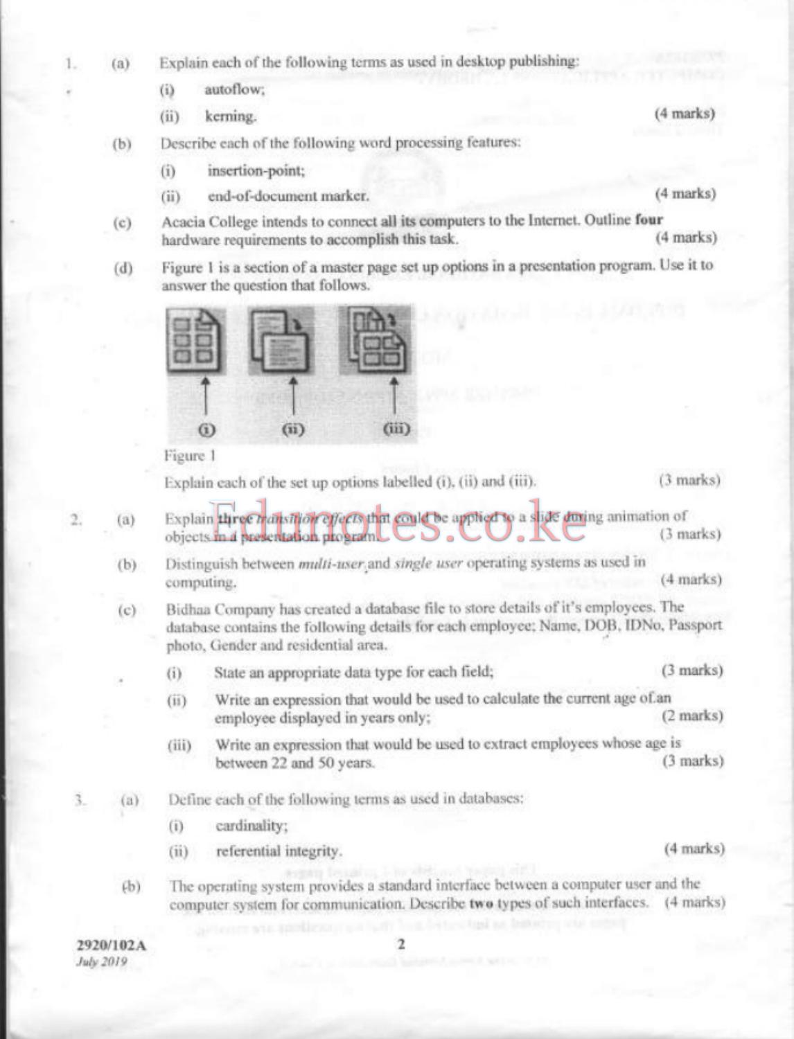 Computer Applications I (theory (2019) — page 2 of 4
