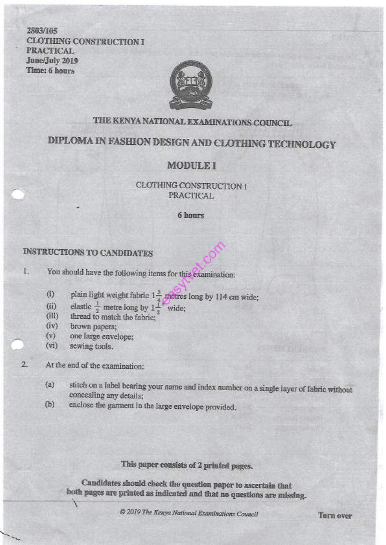 Clothing Construction I (2009) — page 1 of 2