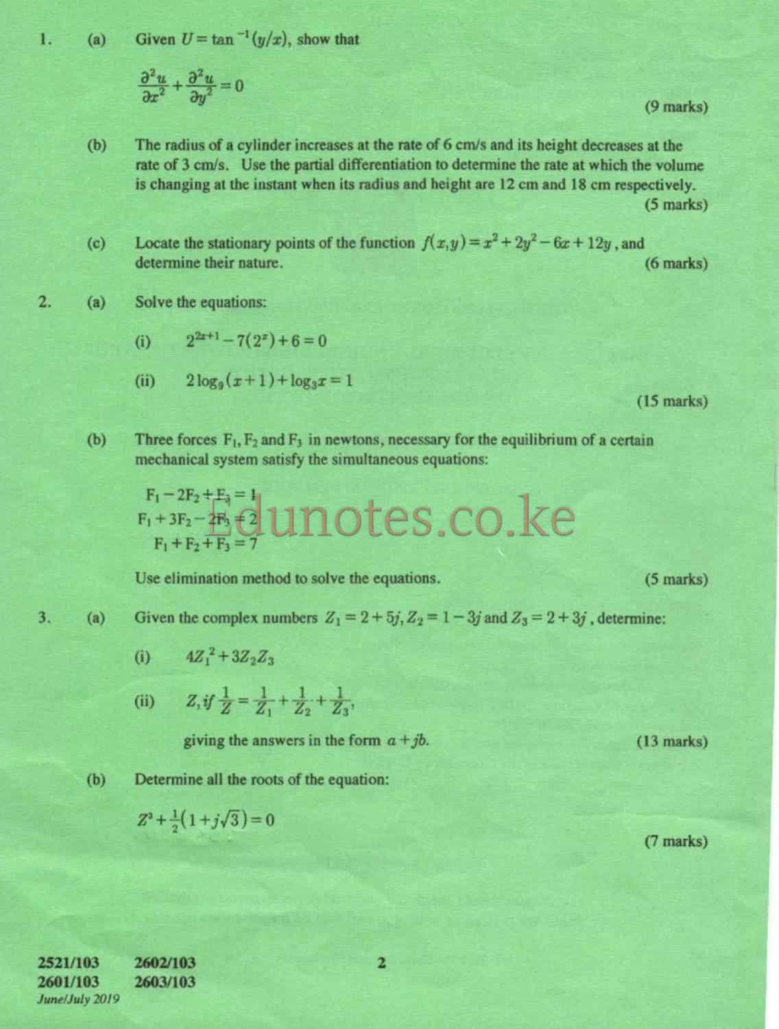 Engineering Mathematics 1 (2019) — page 2 of 4
