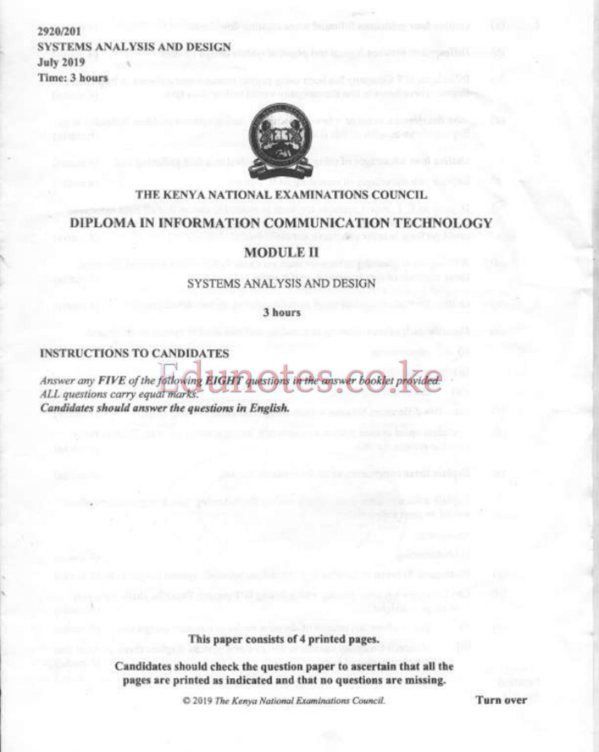 Systems Analysis and Design (2019) — page 1 of 4