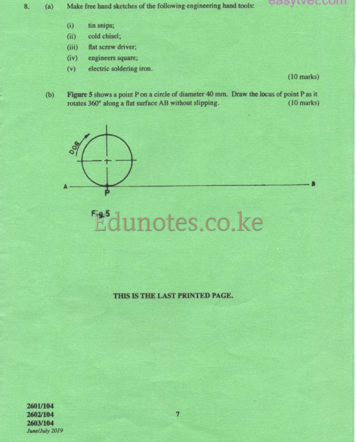 Engineering Drawing, Materials, Processes and Workshop Technology (2019) — page 7 of 7