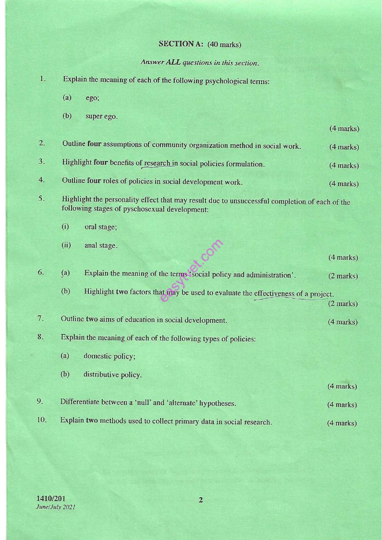 Social Development, Theory Methods, Policy and Admin Istration (2021) — page 2 of 3