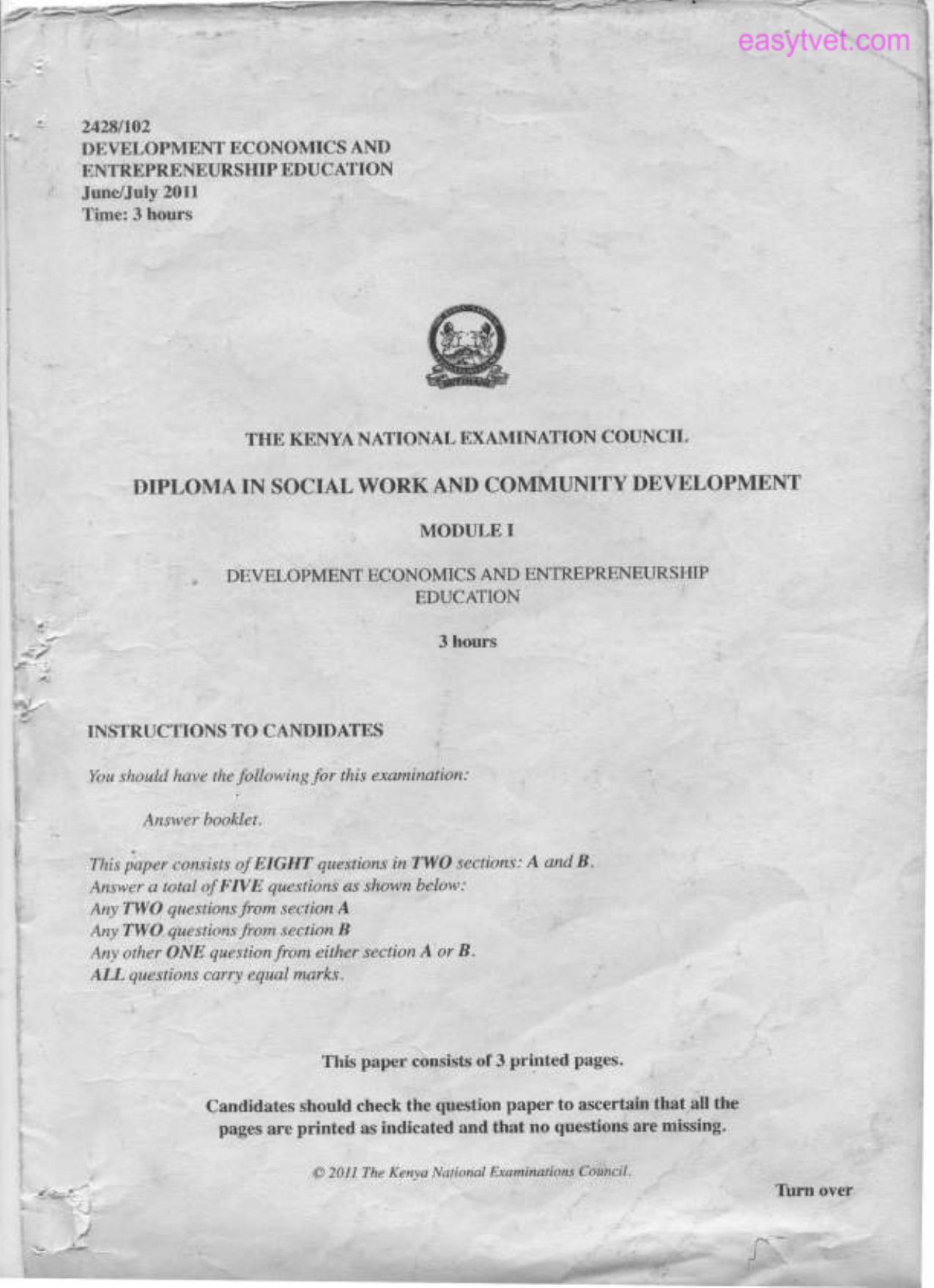 Development Economics and Entrepreneurship (2001) — page 1 of 3