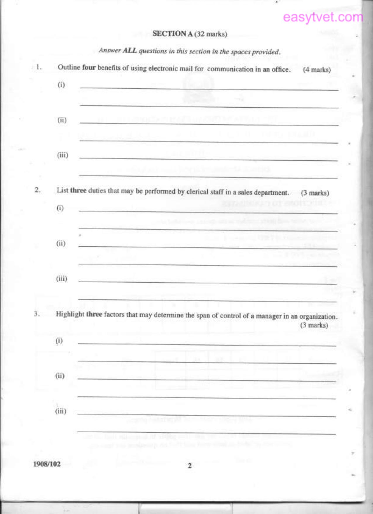 I Office Administration and Management (2012) — page 2 of 5