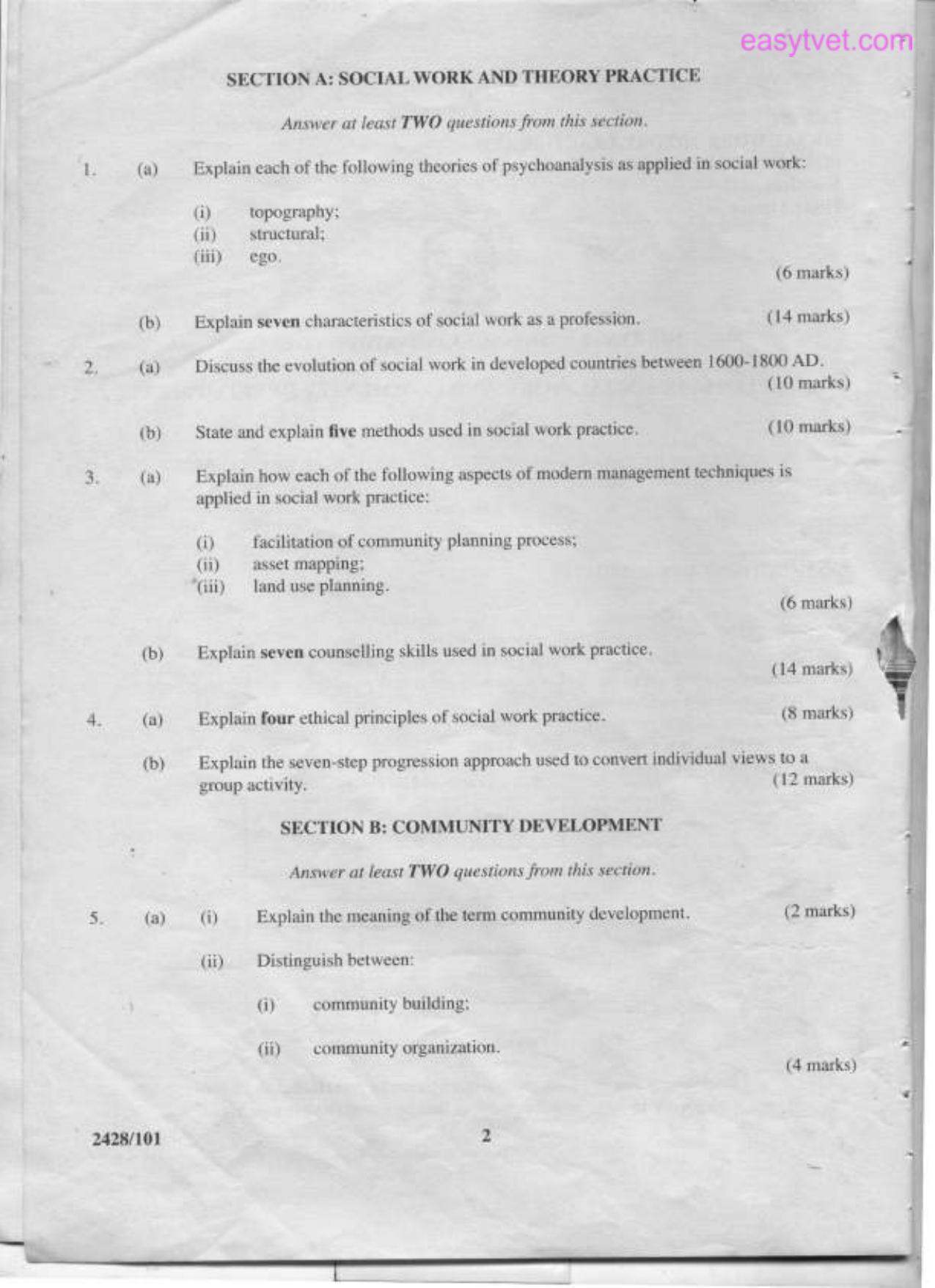 Social Work Theory, Practice and Community Development (2012) — page 2 of 3