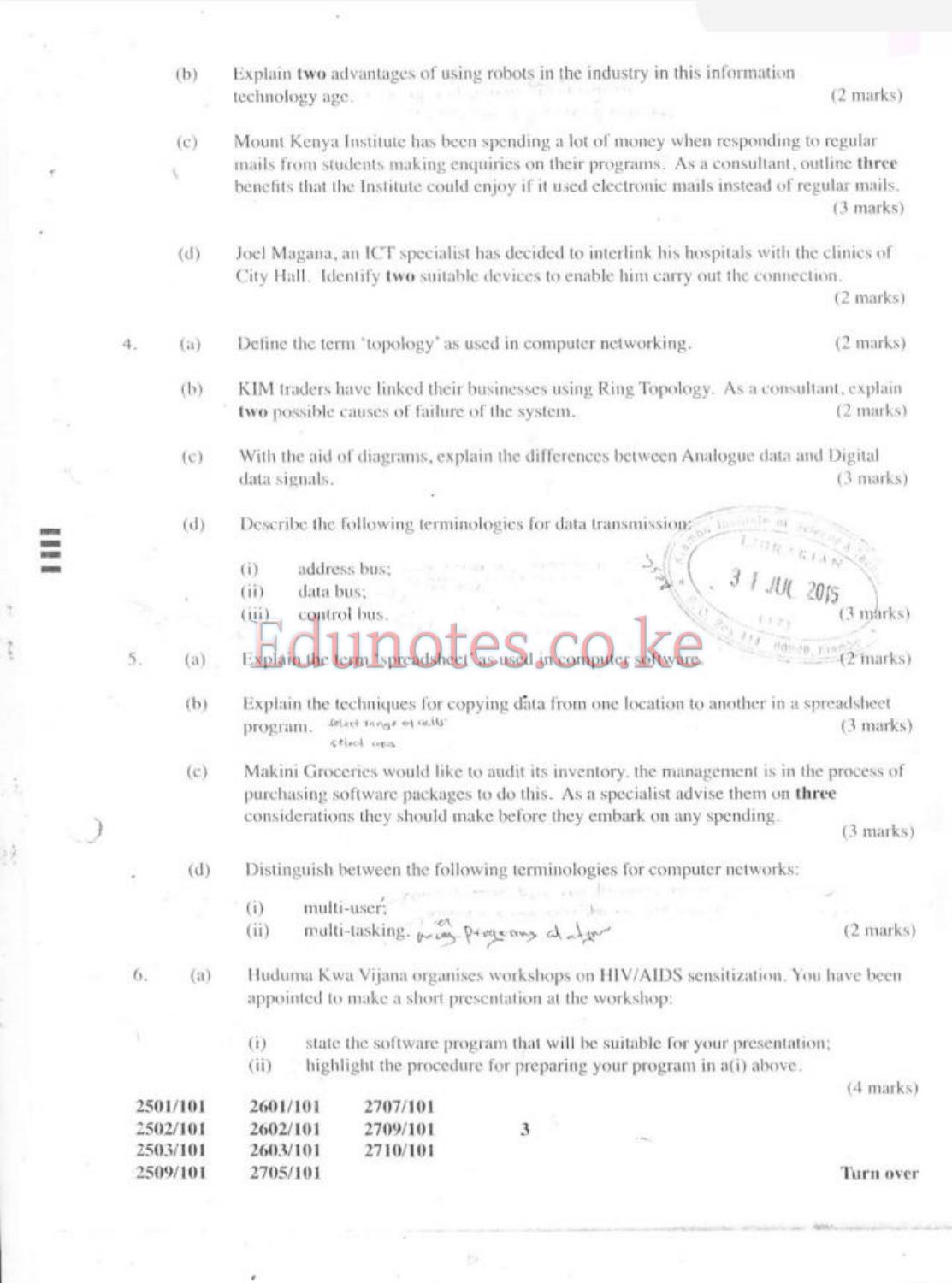 Information Communication Technology, Communication Skills and (2015) — page 3 of 5
