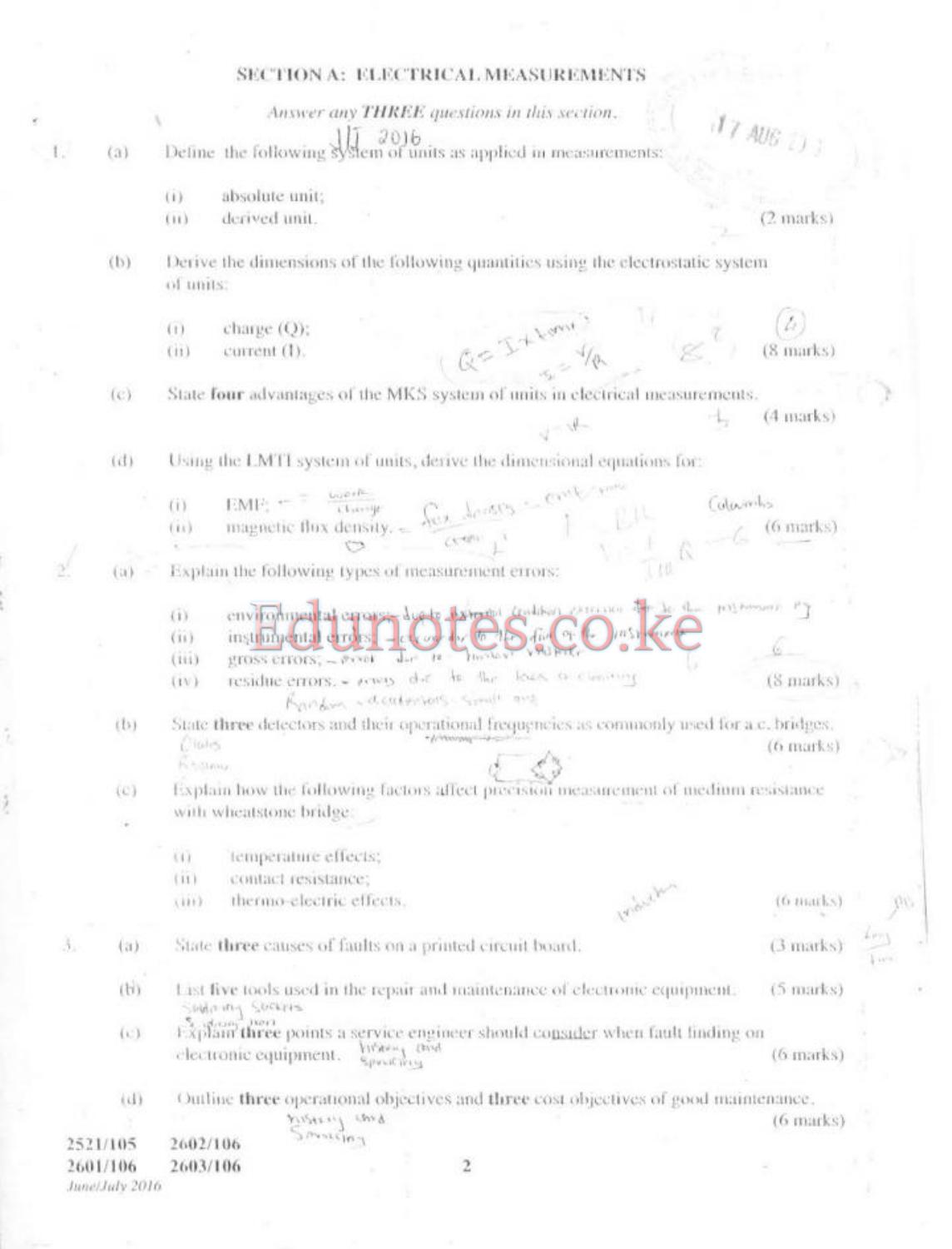Electricat Measurement and Analogue Etlefctronics (2016) — page 2 of 5
