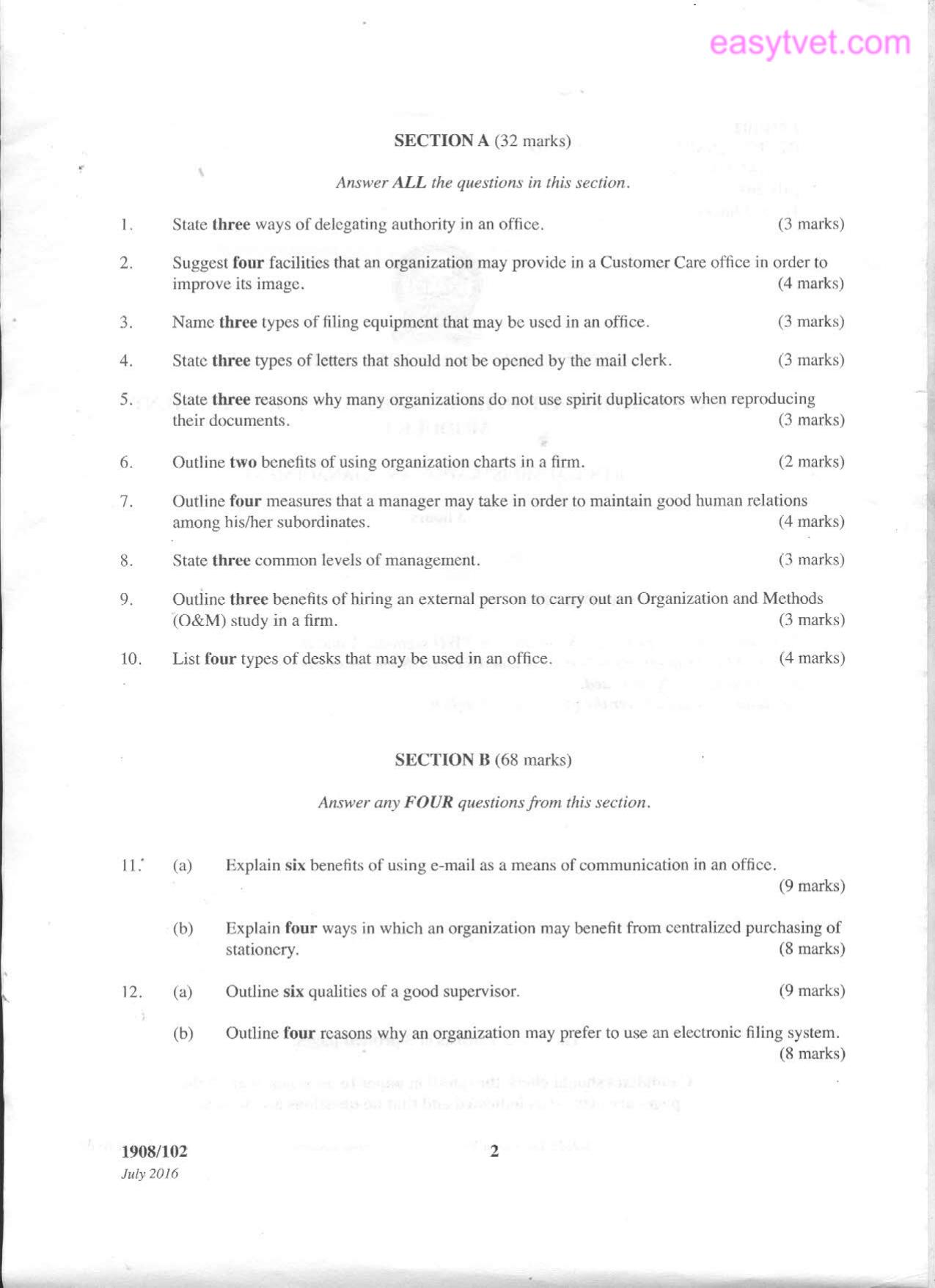 Office Administration and Management (2016) — page 2 of 3