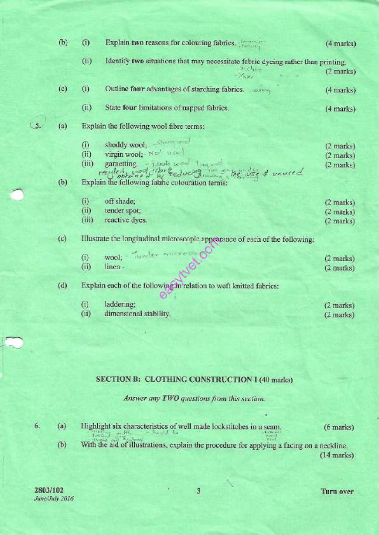 Textile Science I and Clothing Construction (2016) — page 3 of 4