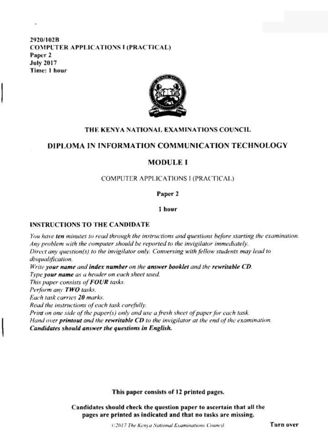 Computer Applications 1 (practical (2017) — page 1 of 12