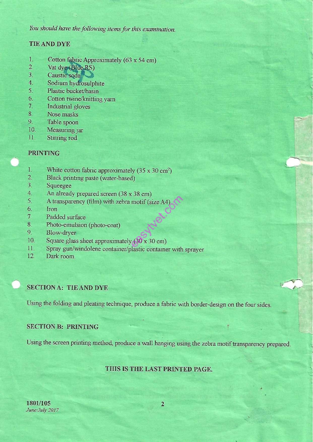 Fabric Colouration Practical (2017) — page 2 of 2