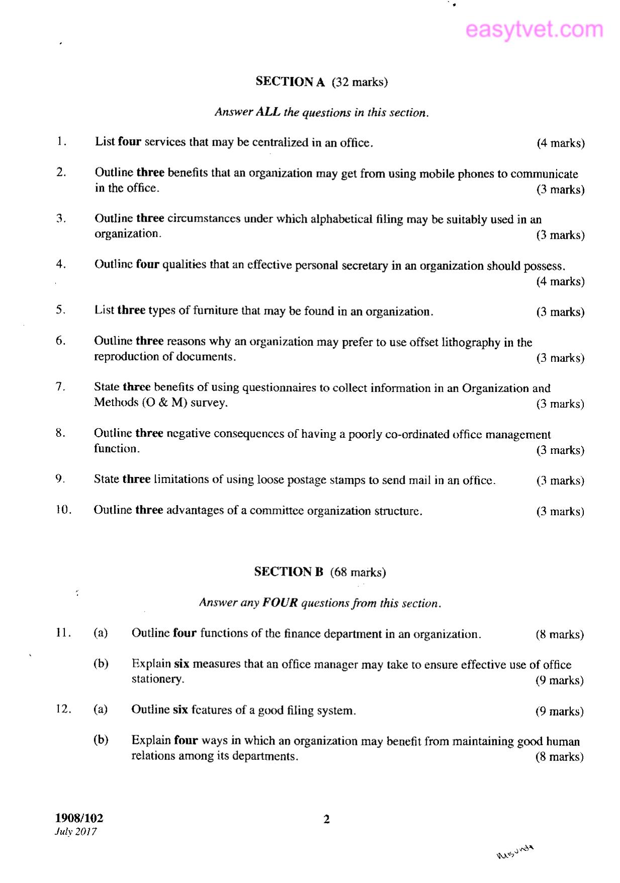 Office Administration and Management (2017) — page 2 of 3