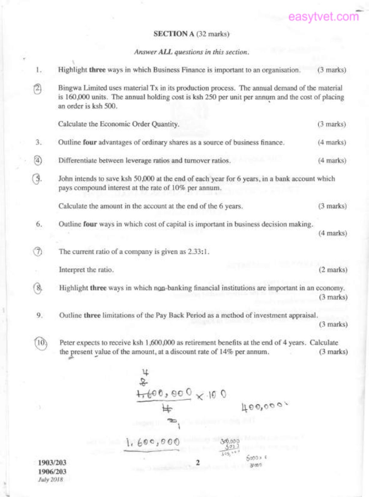 Business Finance (2018) — page 2 of 6