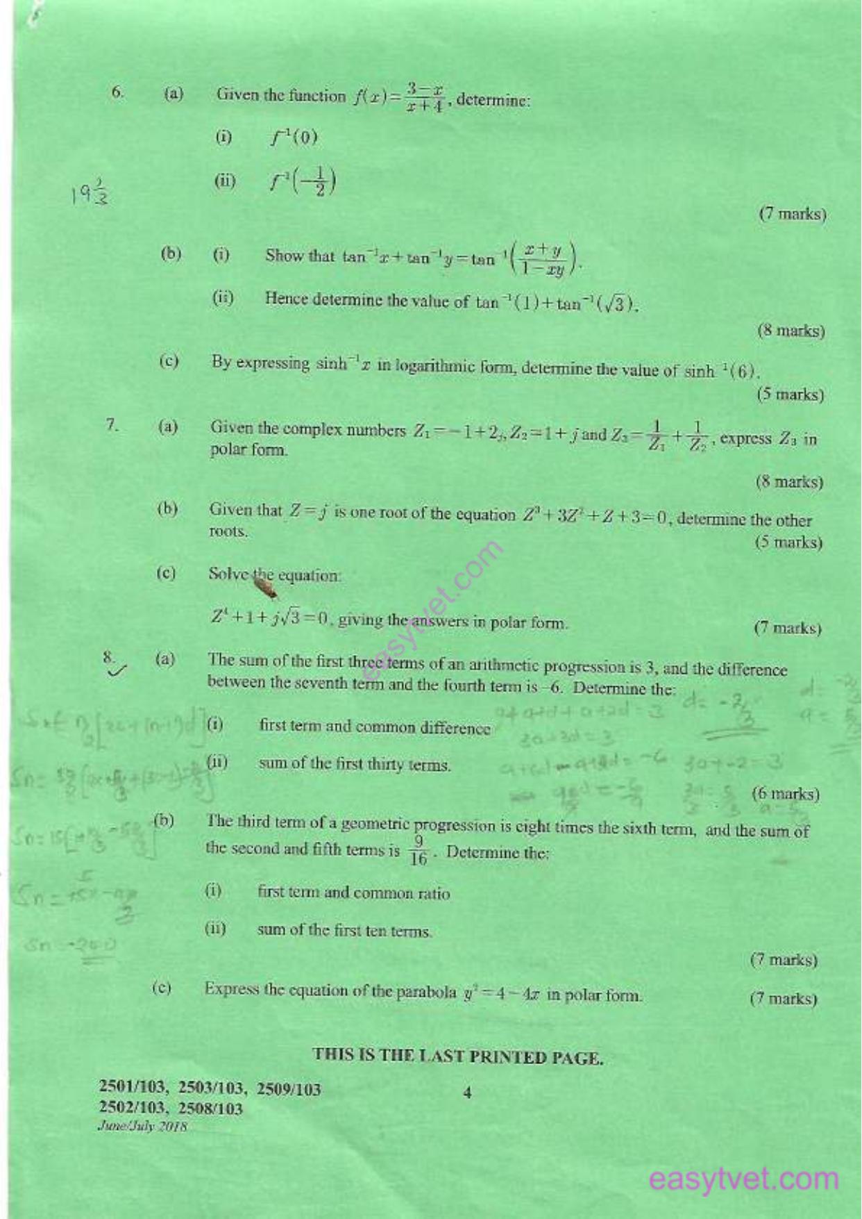 Engineering Mathematics (2018) — page 4 of 4