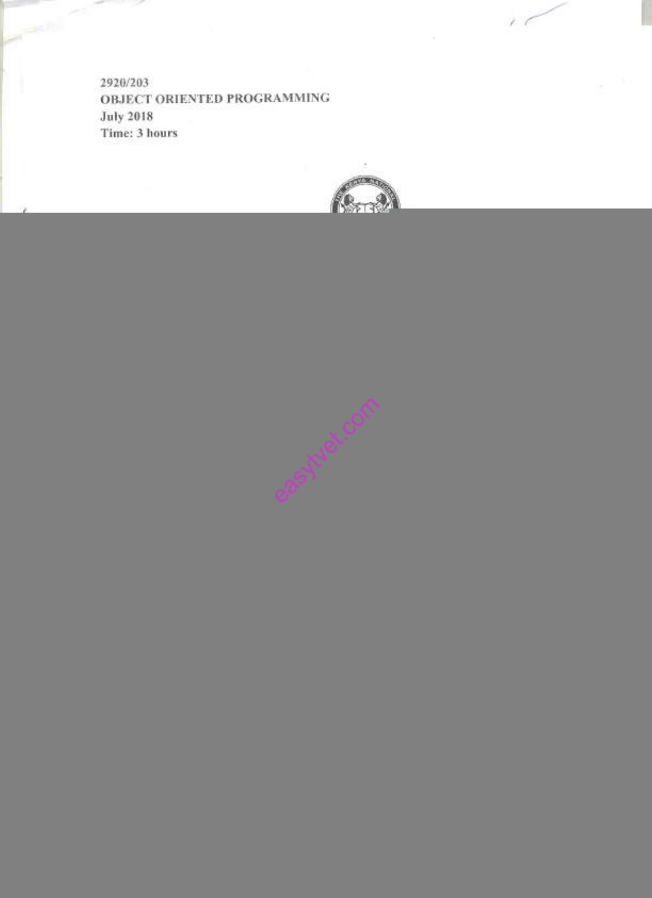 Object Oriented Programming (2020) — page 1 of 6