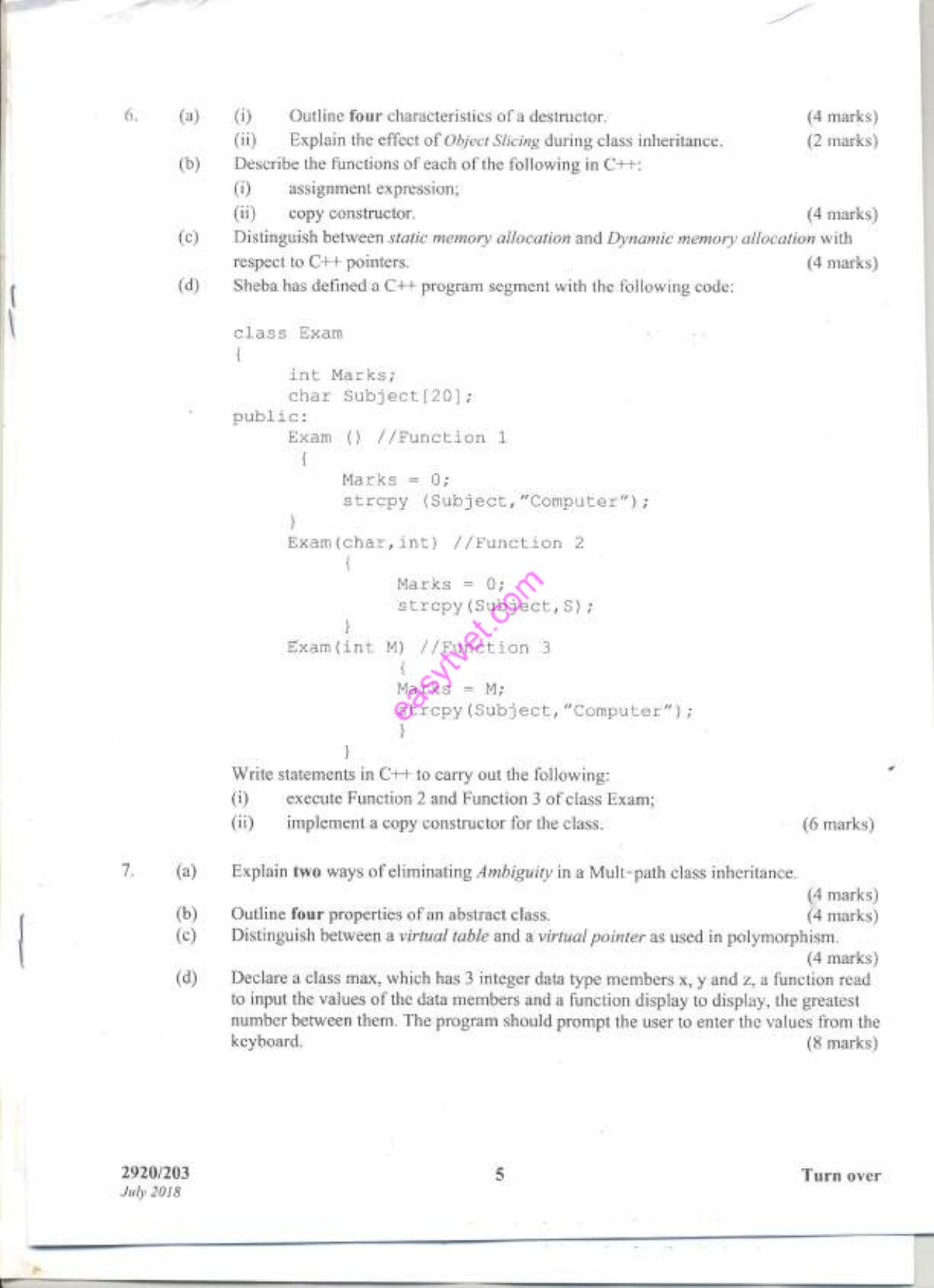 Object Oriented Programming (2020) — page 5 of 6