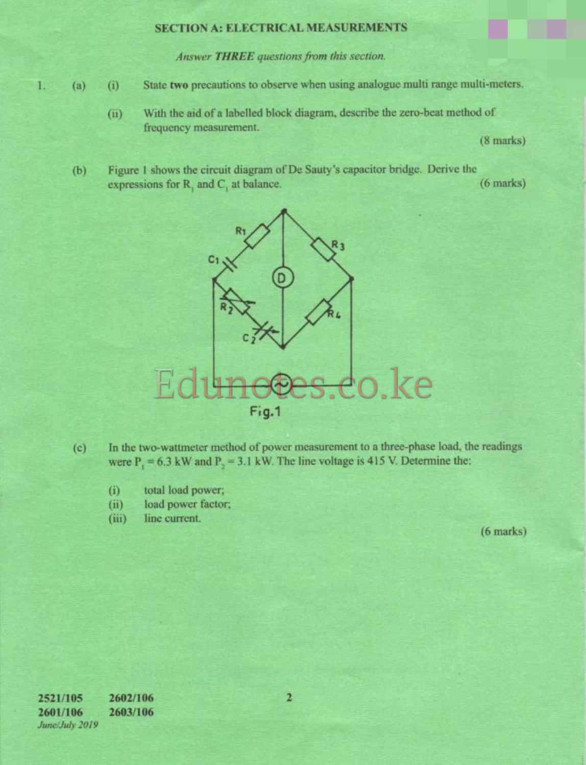 Electrical Measurements and Analogue Electronics 1 (2019) — page 2 of 8