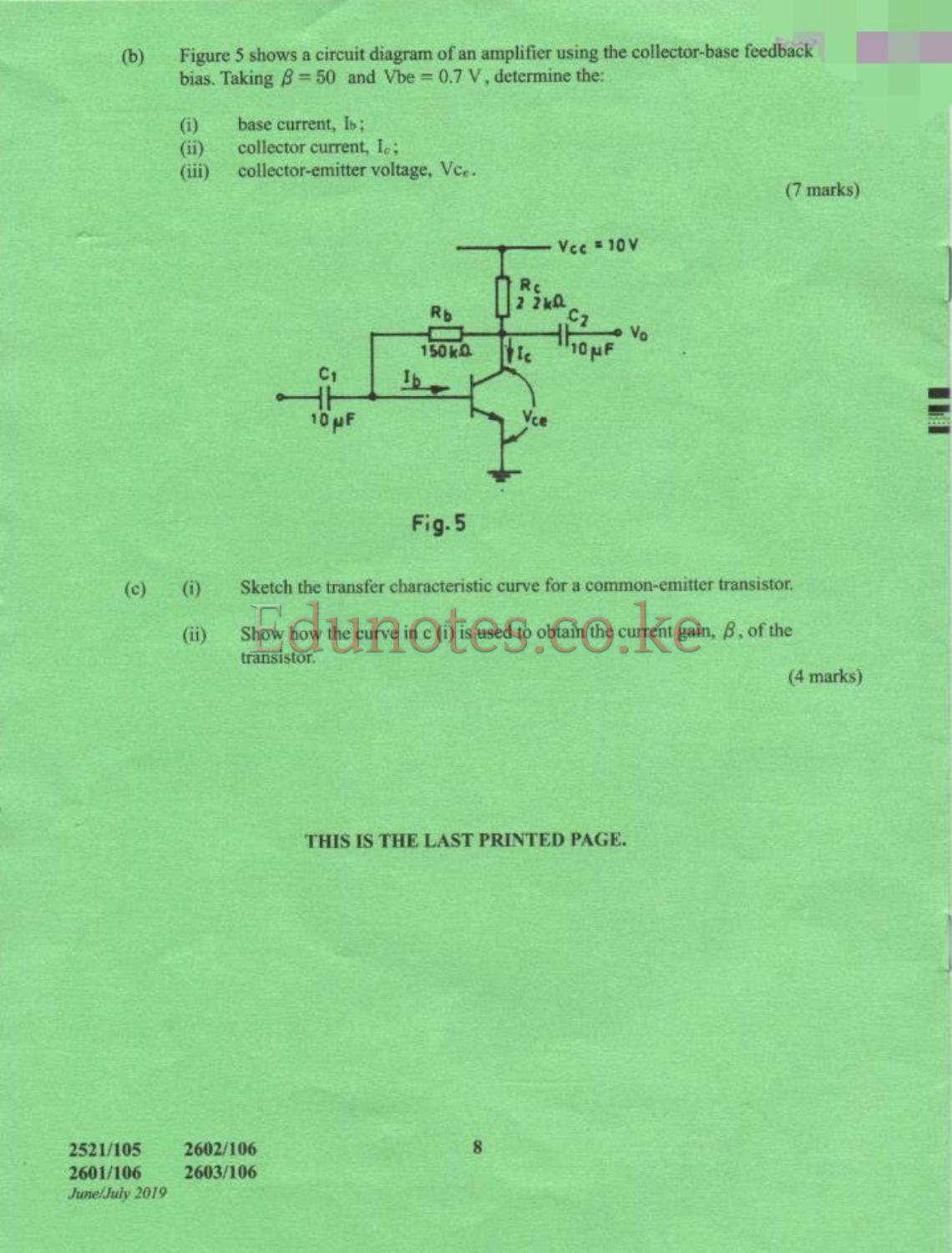 Electrical Measurements and Analogue Electronics 1 (2019) — page 8 of 8