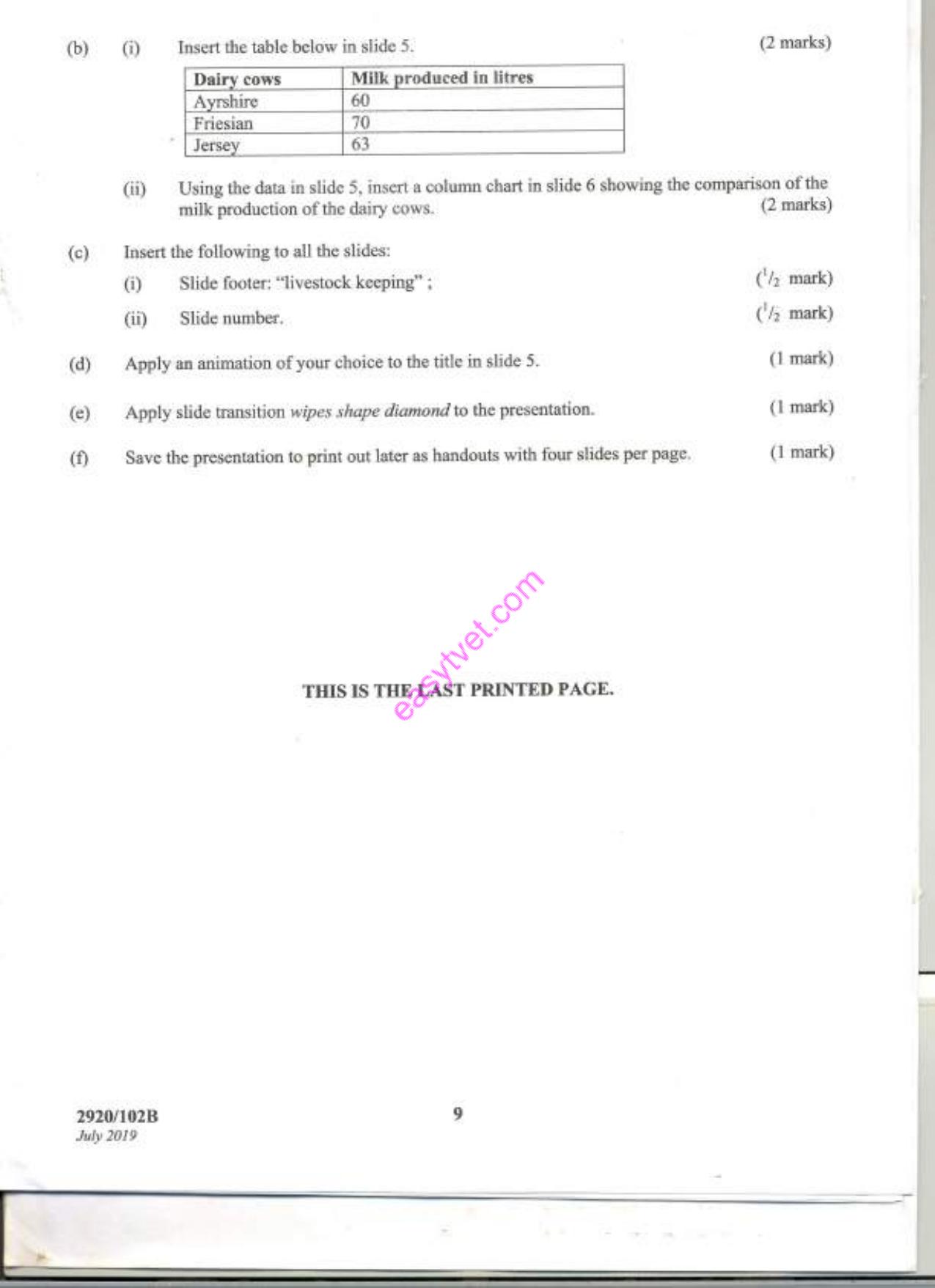 Computer Applications I (practical (2019) — page 9 of 9