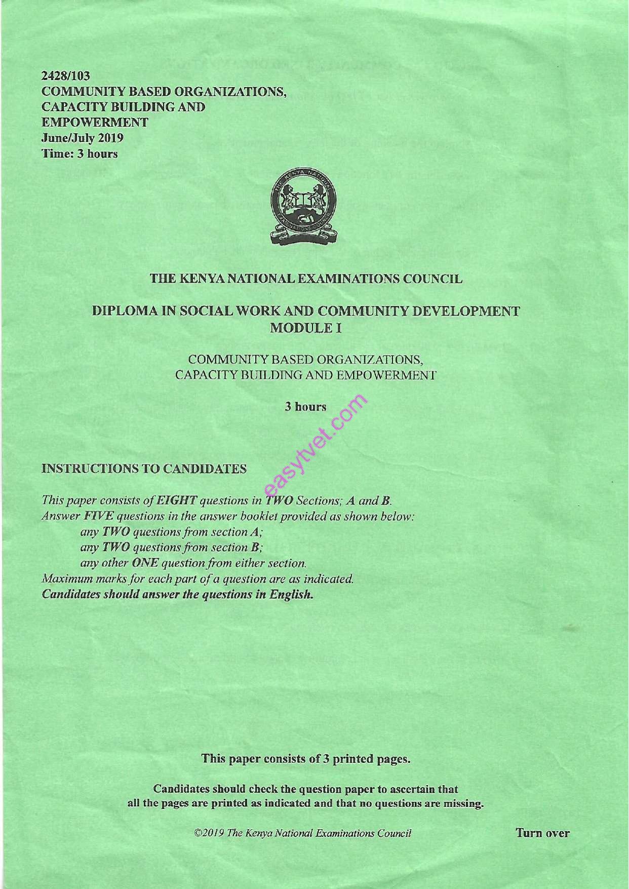 Community Based Organizations (2019) — page 1 of 3
