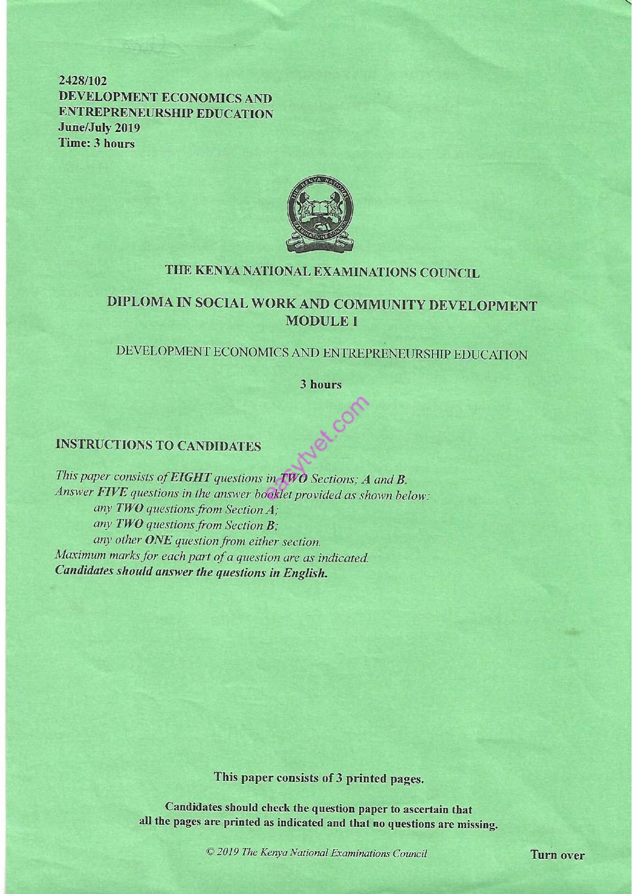 Development Economics and Entrepreneurship Education (2019) — page 1 of 3