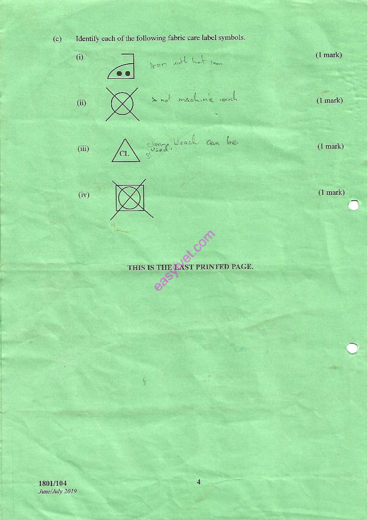 X Textile Material Knowledge and Fabric Colouration Theory (2019) — page 4 of 4