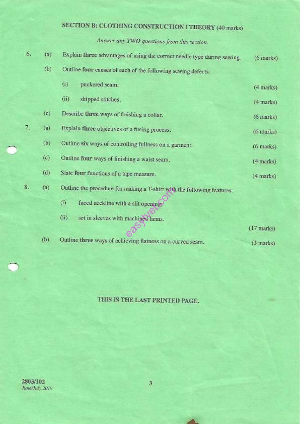 Textile Science 1 and Clothing Comnstruction Theory (2019) — page 3 of 3