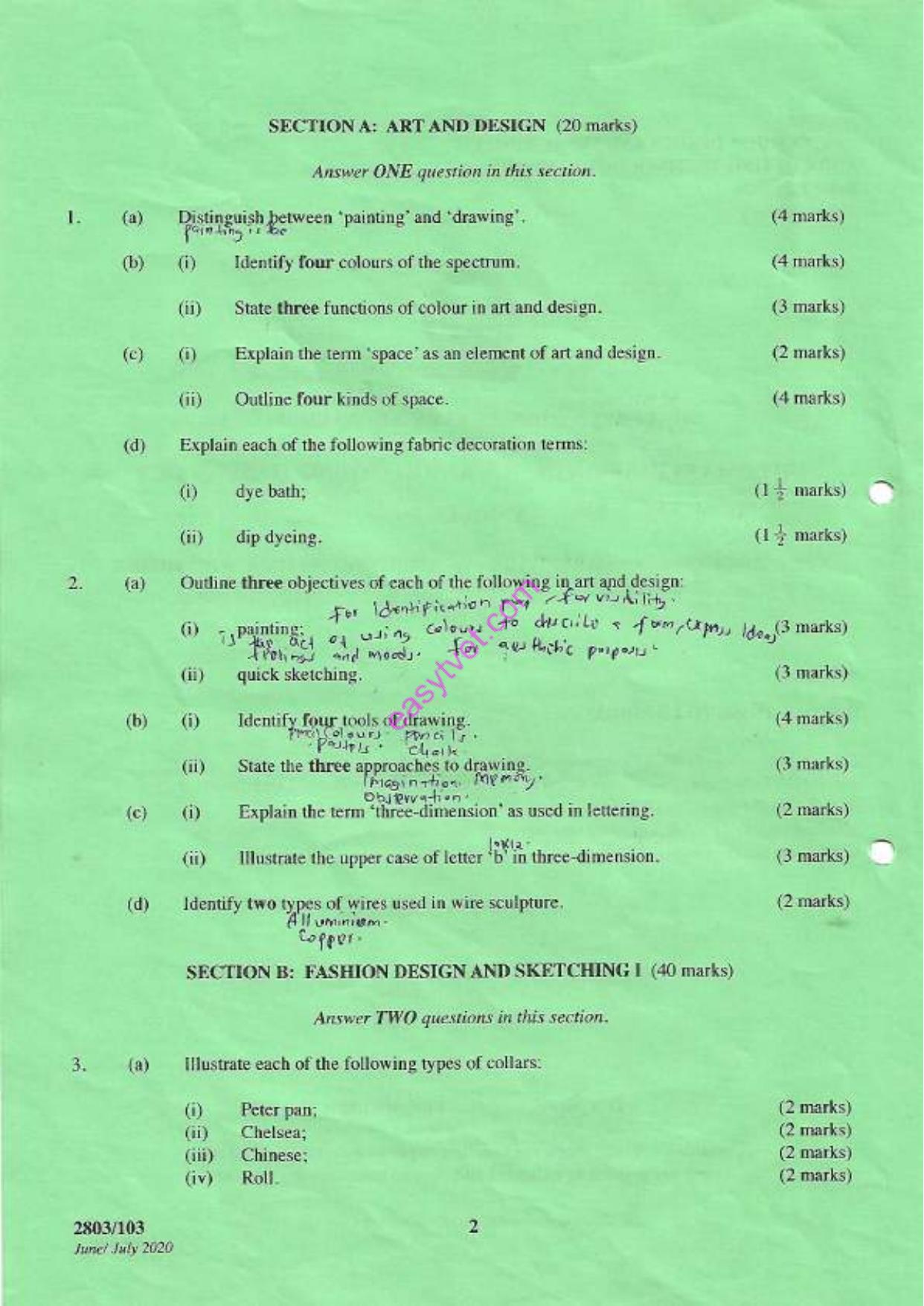 Art, Fashion Design and Sketching and Cutting Technglogy Theory (2020) — page 2 of 4