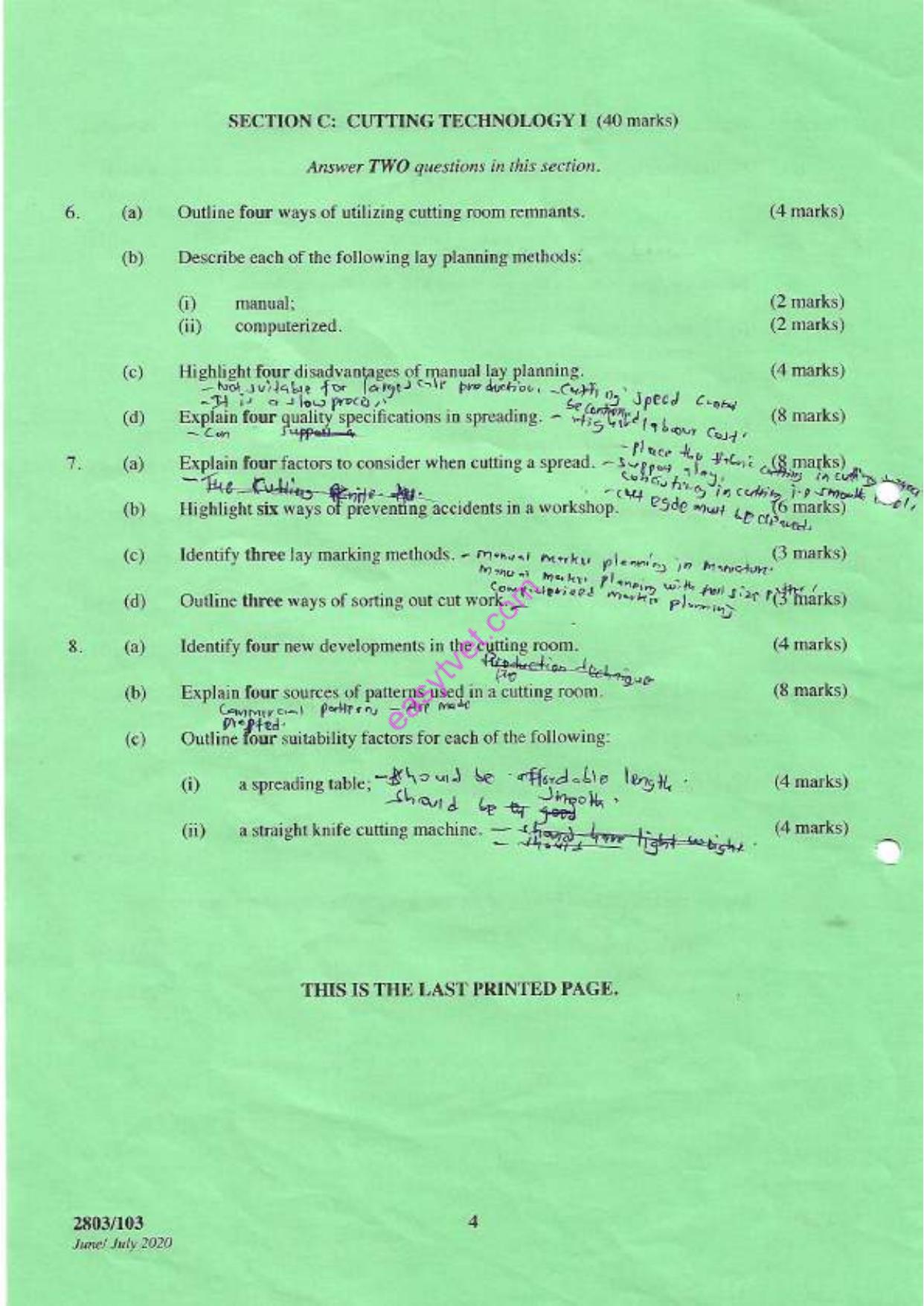 Art, Fashion Design and Sketching and Cutting Technglogy Theory (2020) — page 4 of 4