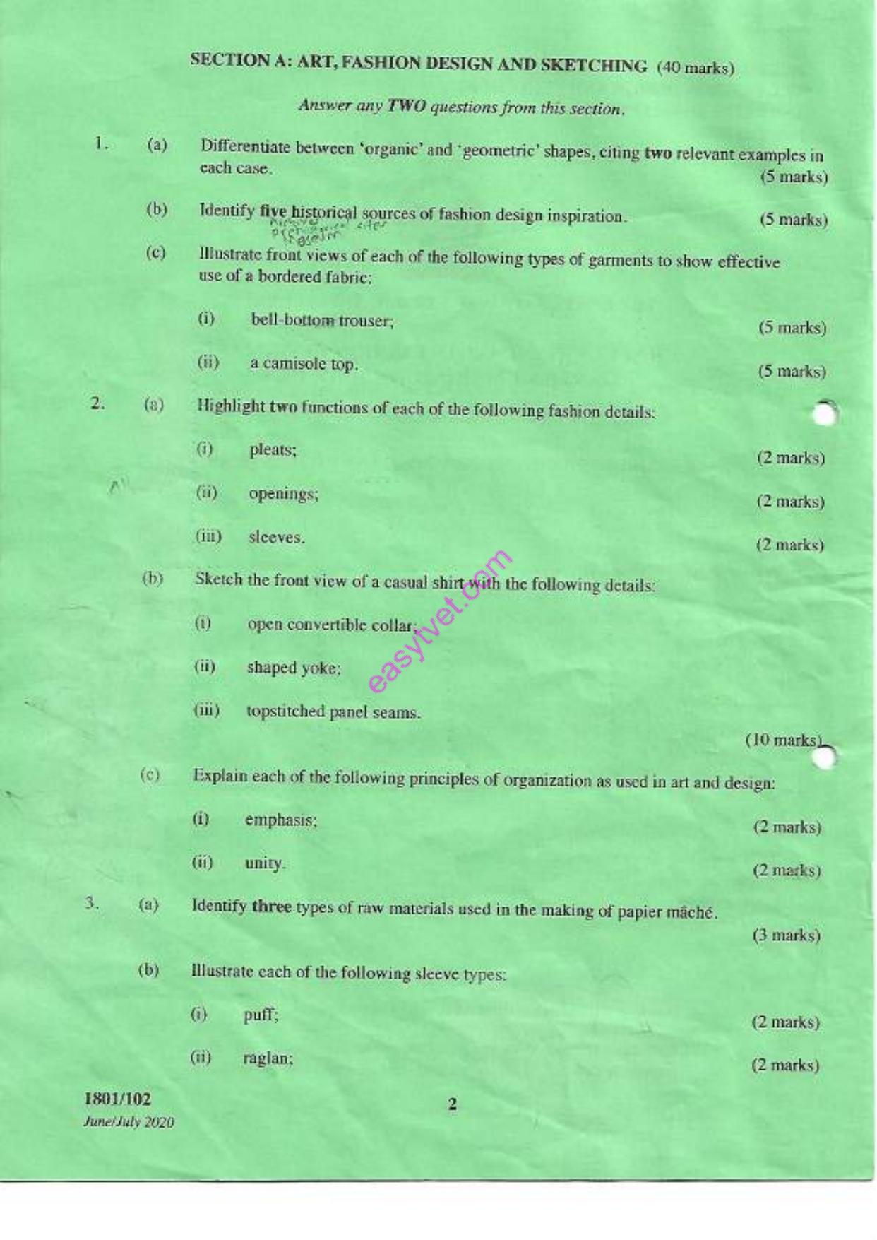 Ar, Eashion Design and Sketching and Pai'tern Drafting 1 (2020) — page 2 of 5