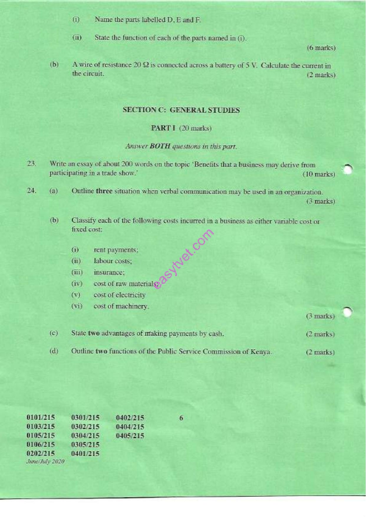 Carpentry and Joinery General Agriculture (2020) — page 6 of 7