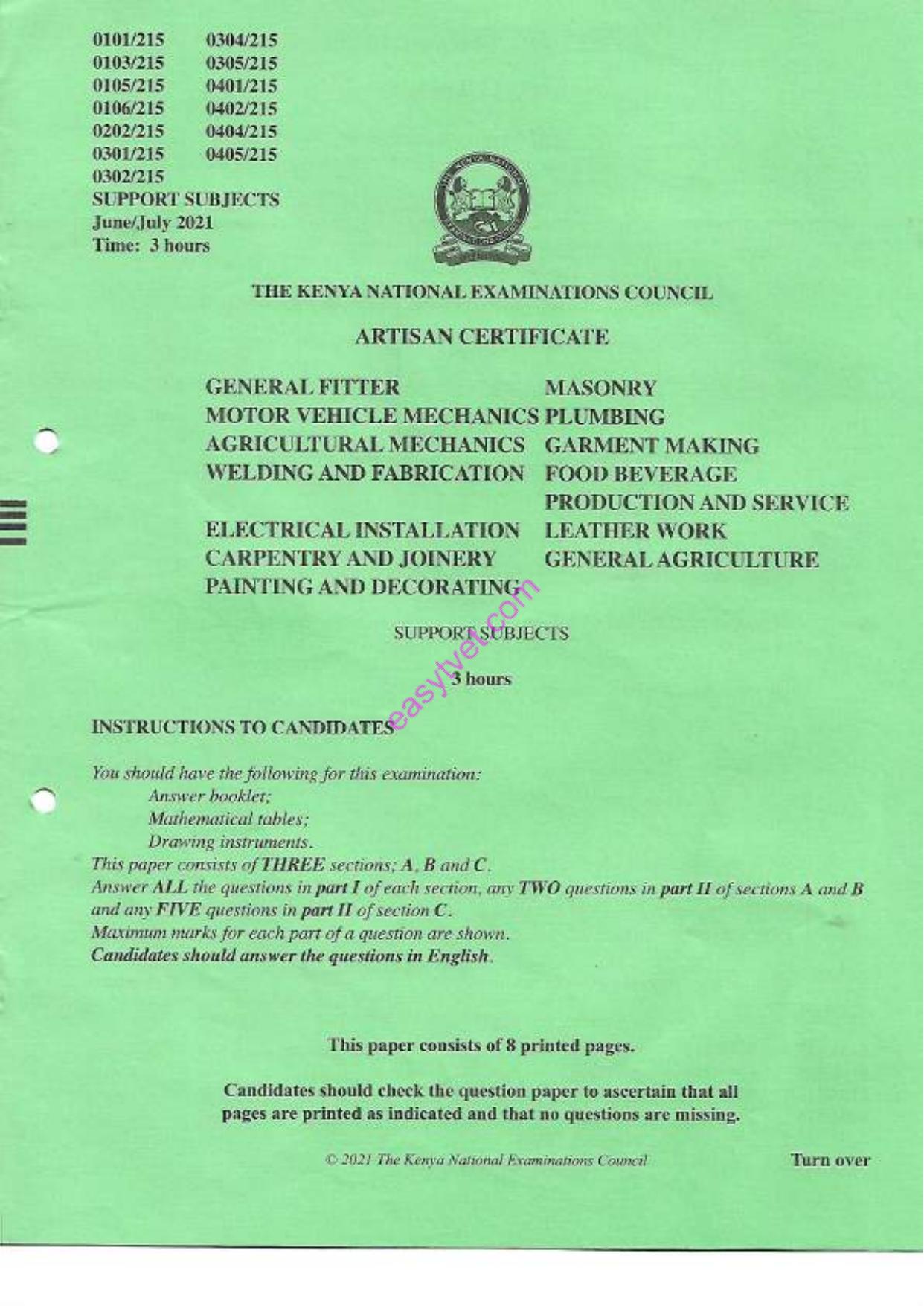 Carpentry and Joinery Generalagriculture (2021) — page 1 of 8