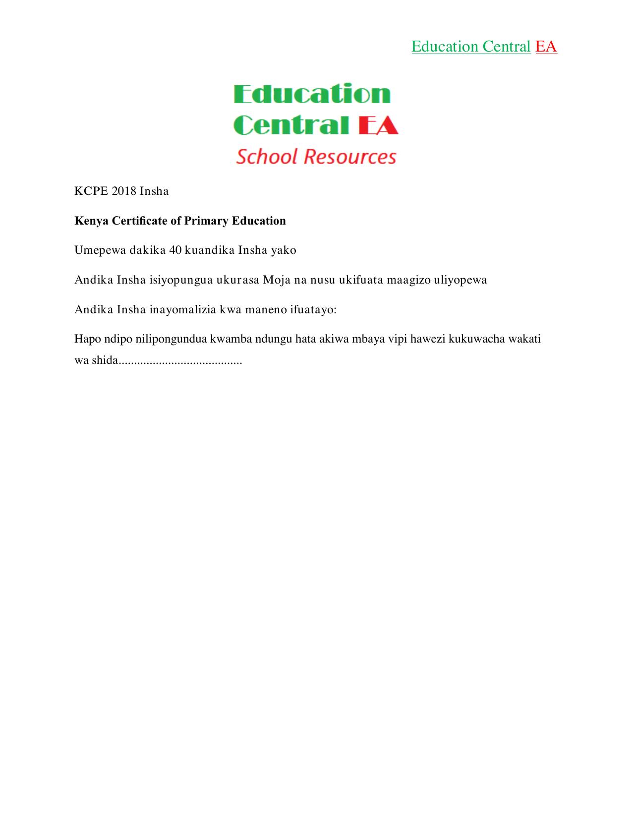 Insha KCPE (2018) — page 1 of 1