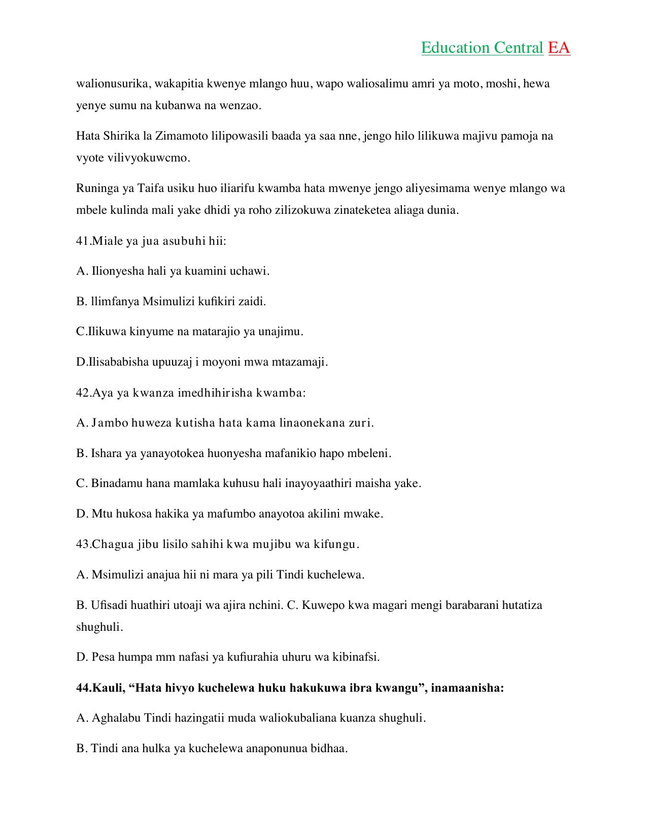 Kiswahili KCPE (2018) — page 11 of 13