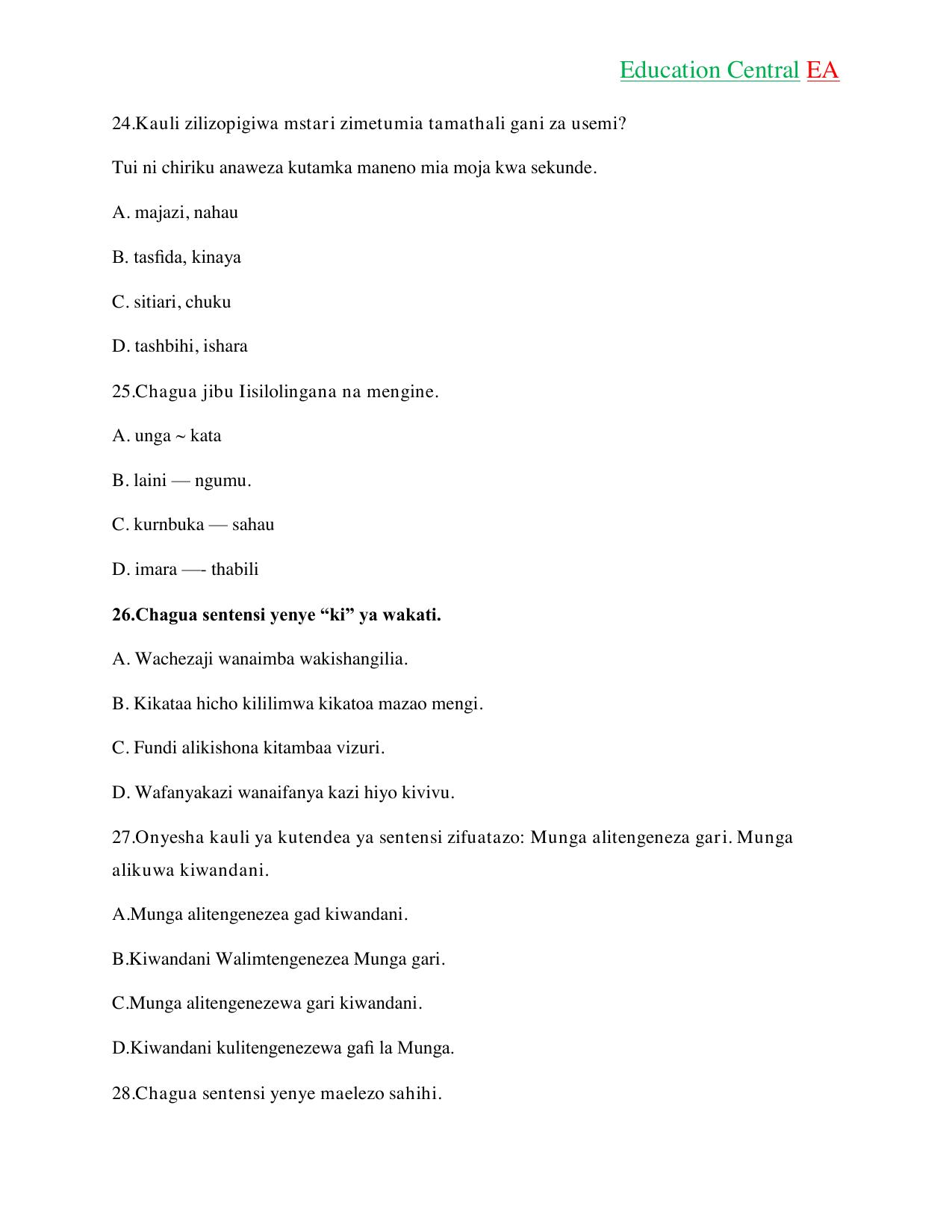 Kiswahili KCPE (2018) — page 4 of 13