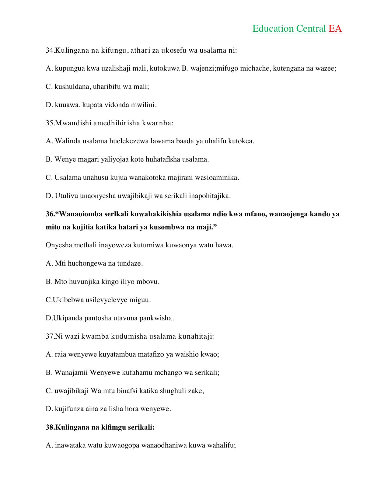 Kiswahili KCPE (2018) — page 8 of 13