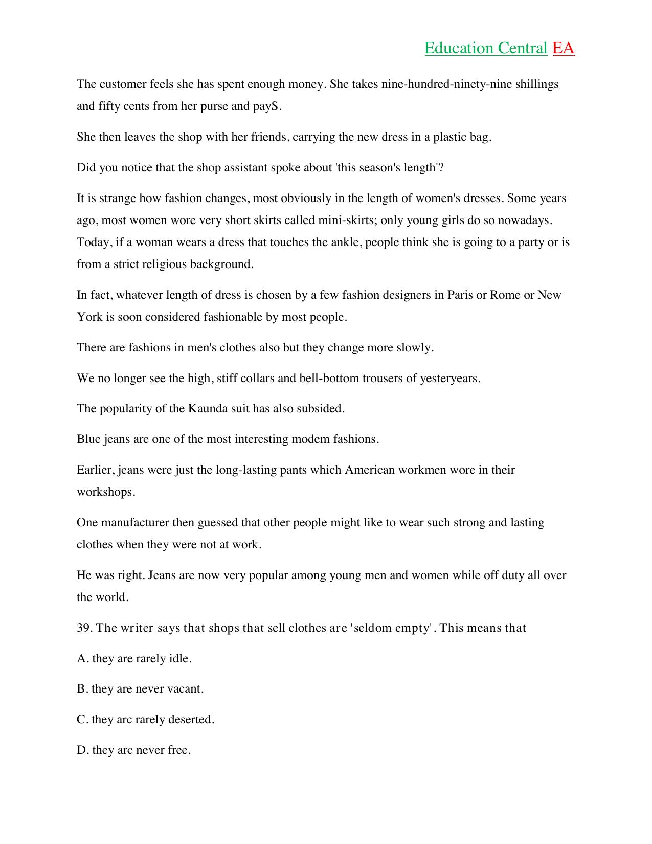 English Language KCPE (2018) — page 11 of 14