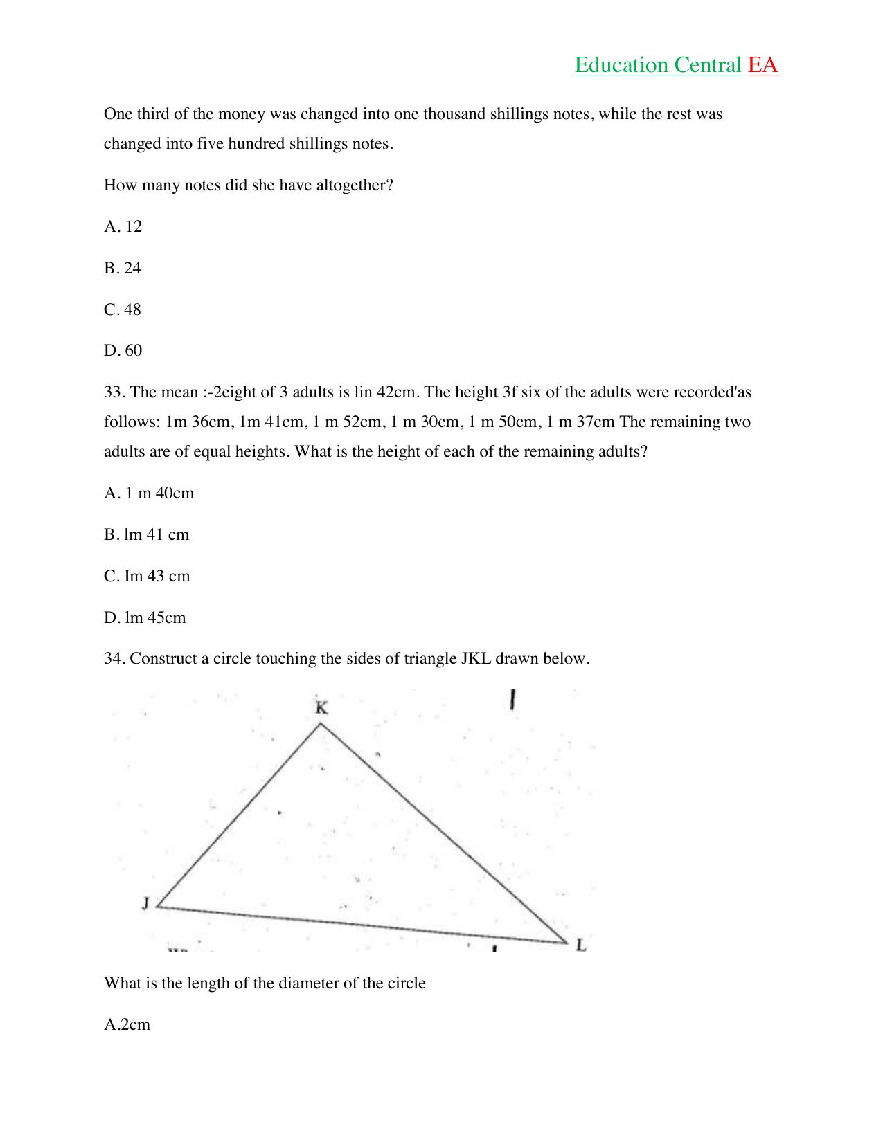 Mathematics KCPE (2018) — page 11 of 17