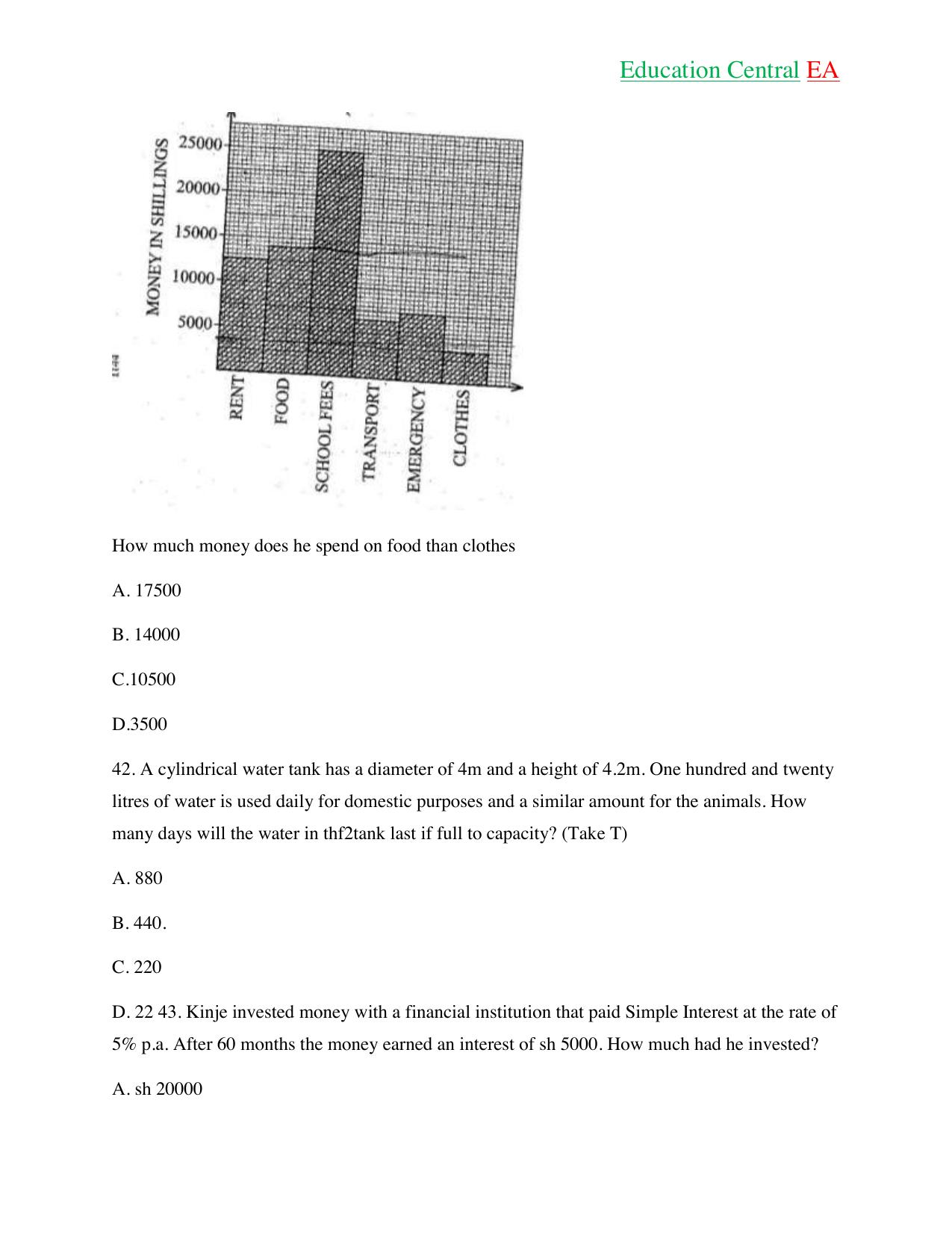 Mathematics KCPE (2018) — page 14 of 17