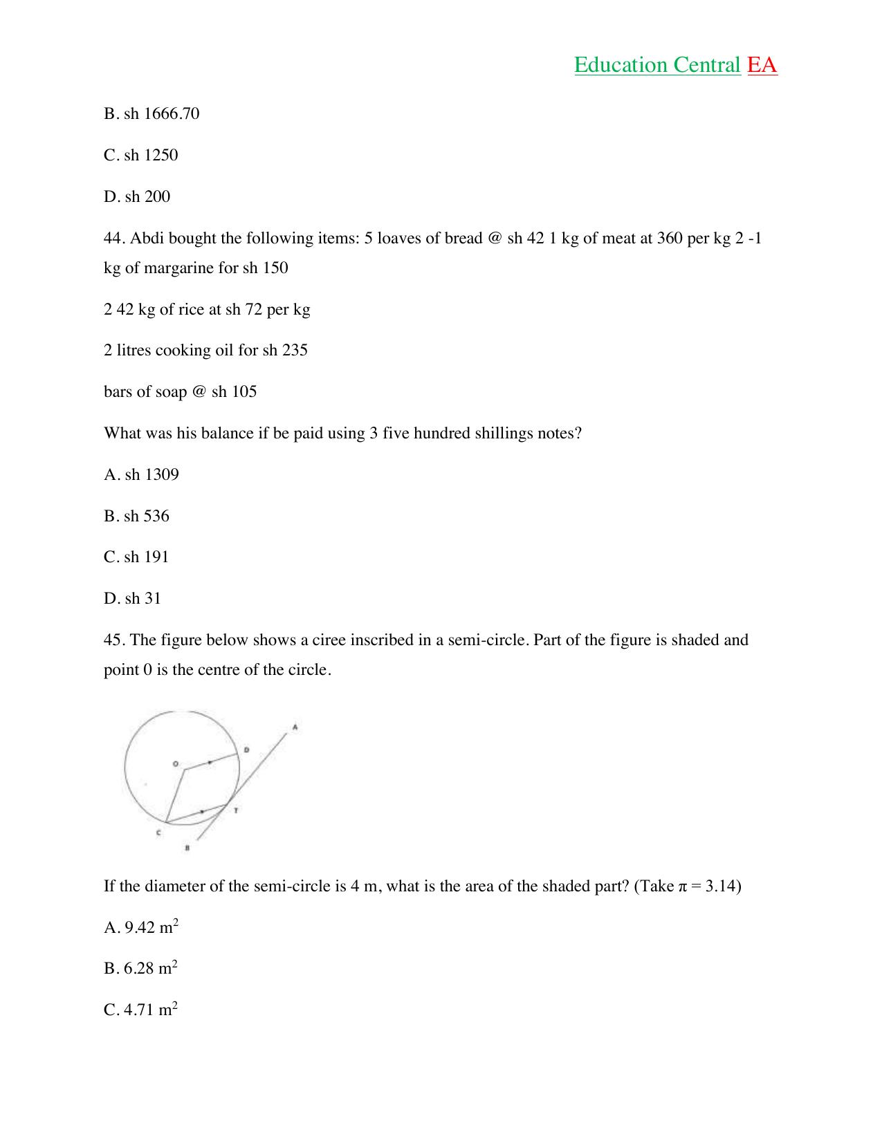 Mathematics KCPE (2018) — page 15 of 17
