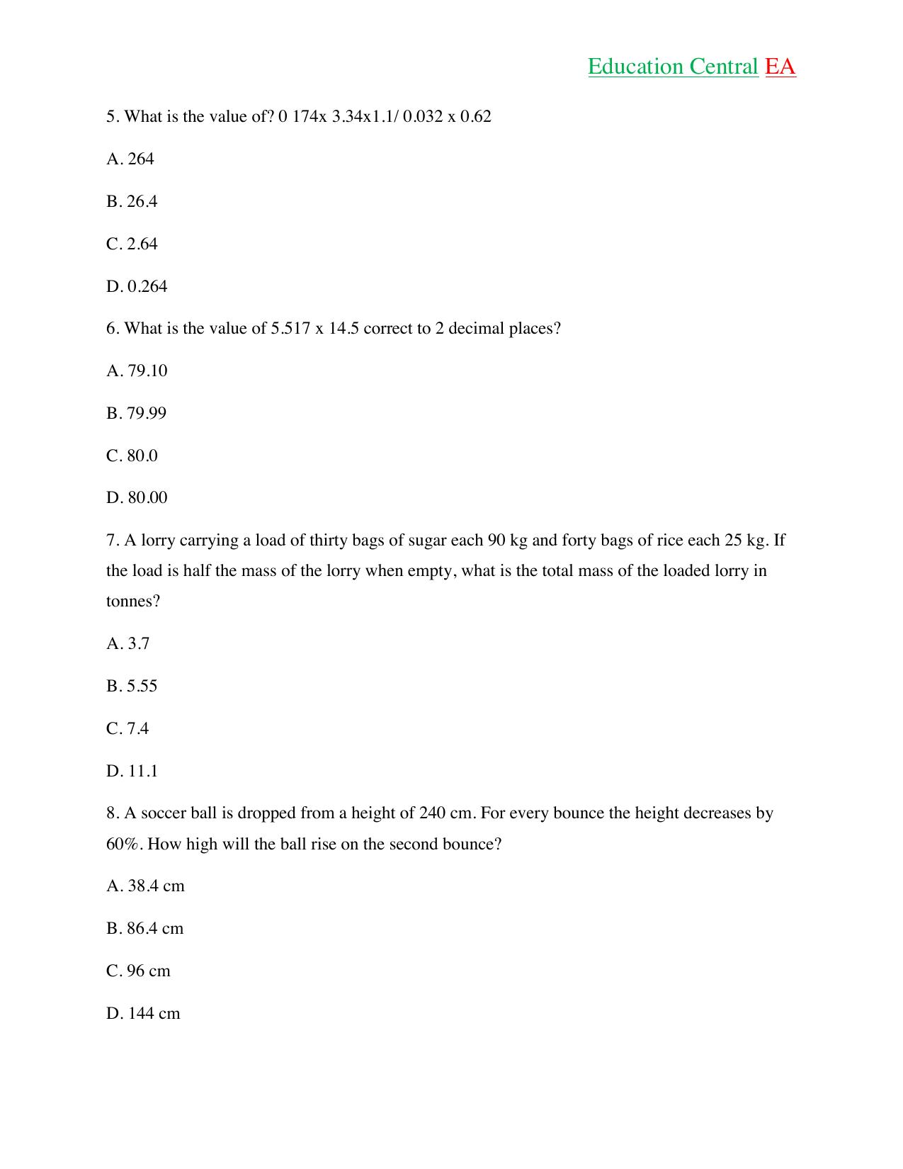 Mathematics KCPE (2018) — page 2 of 17