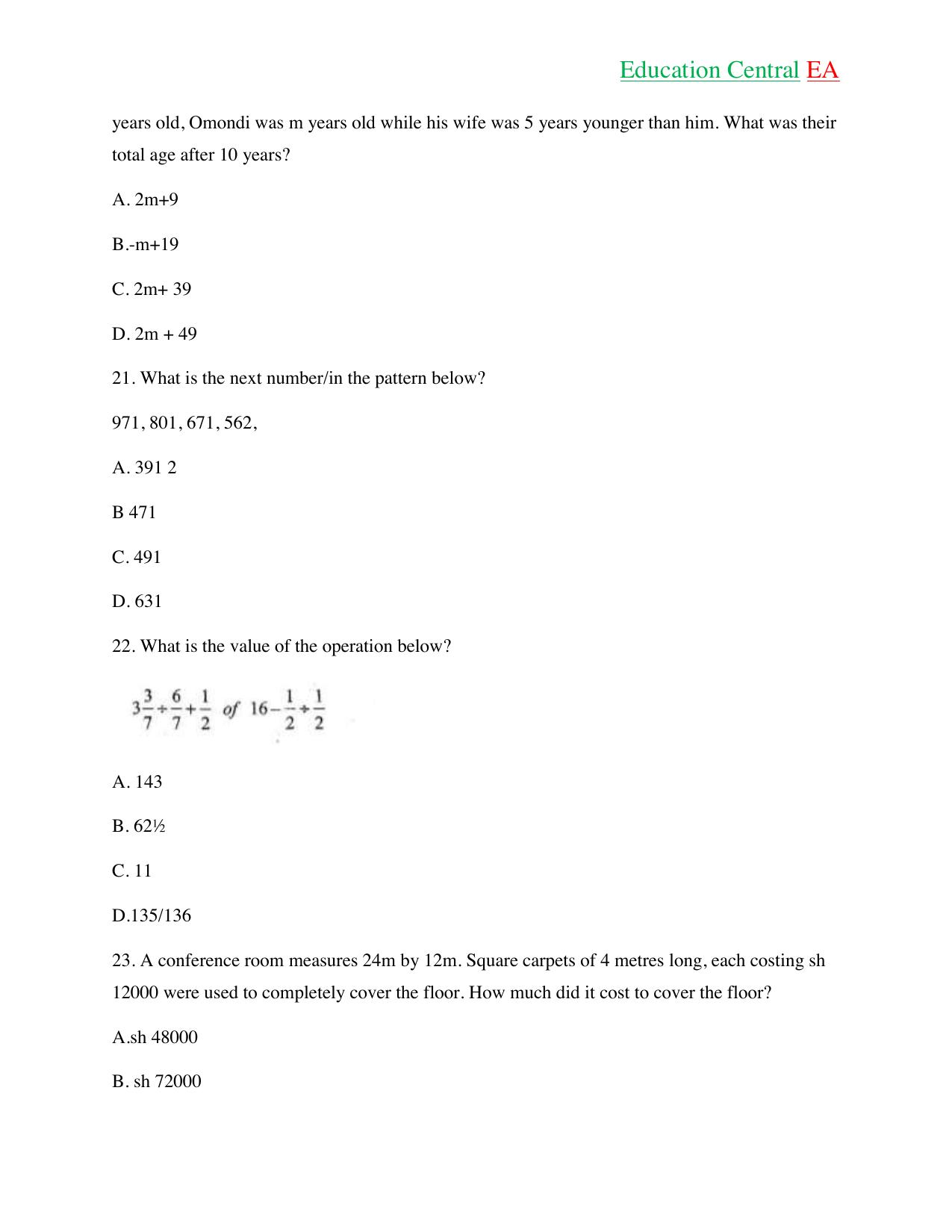 Mathematics KCPE (2018) — page 7 of 17