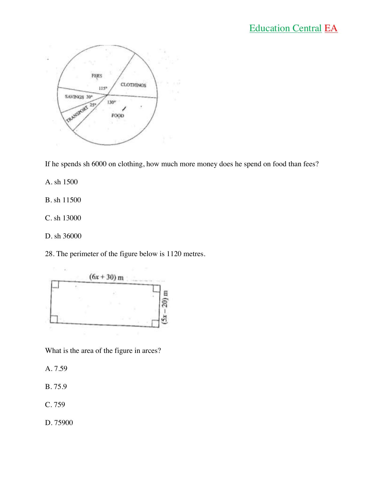Mathematics KCPE (2018) — page 9 of 17