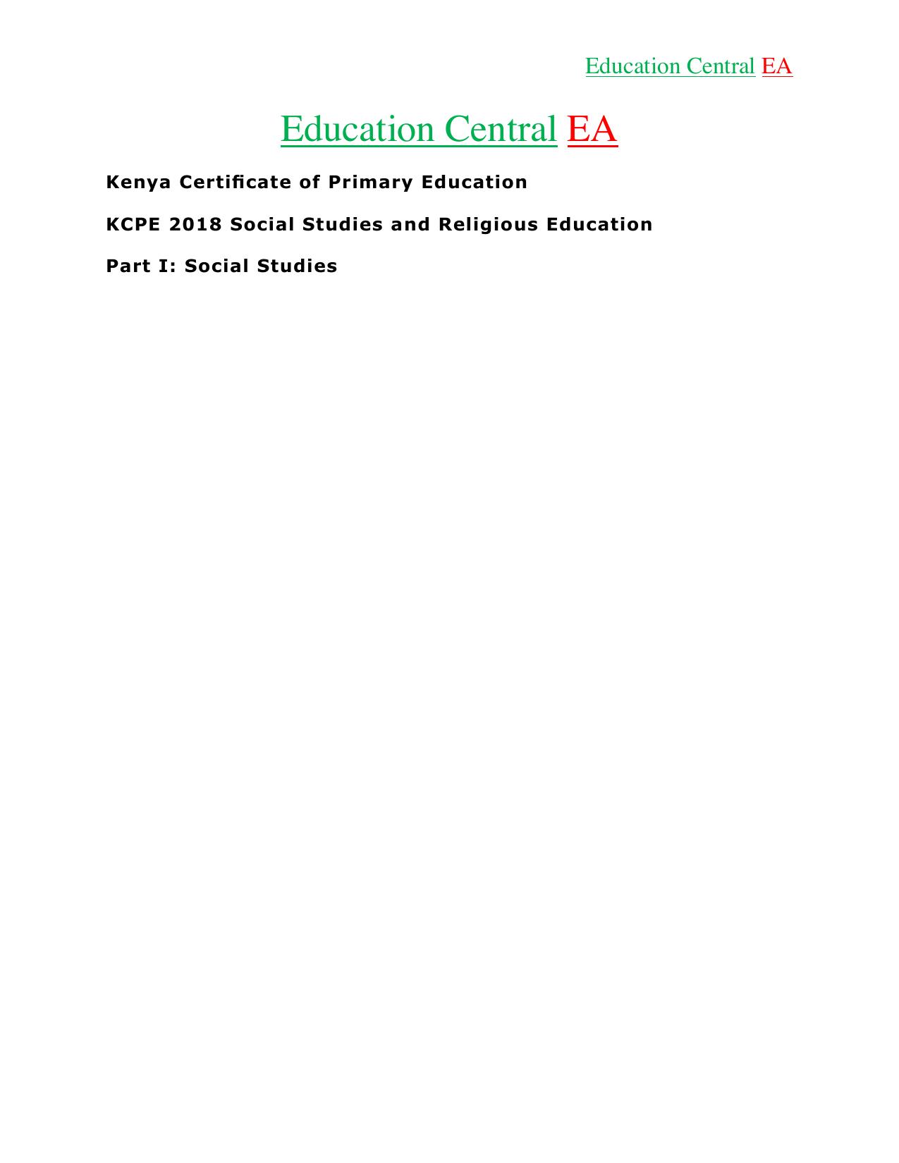 Social Studies KCPE (2018) — page 1 of 26