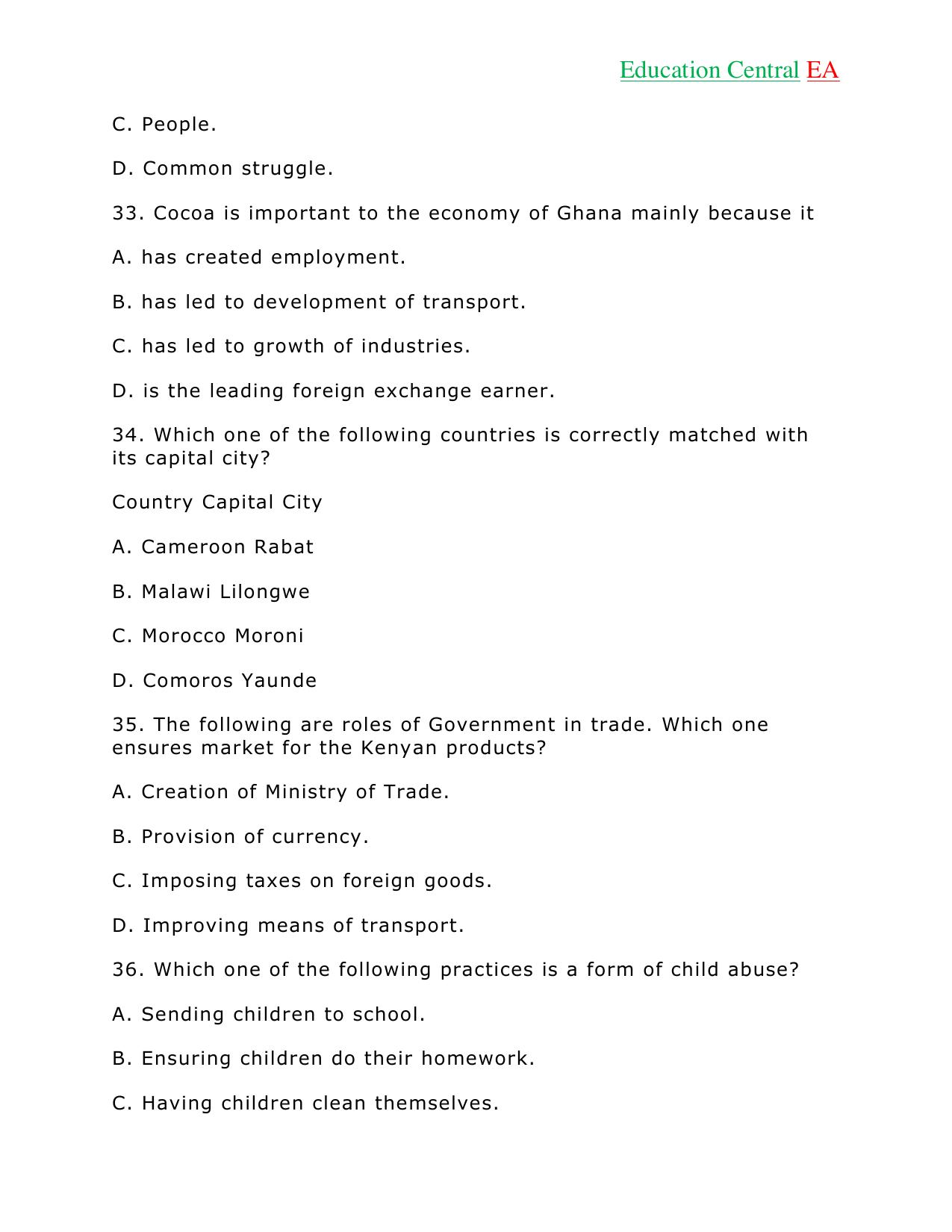 Social Studies KCPE (2018) — page 11 of 26