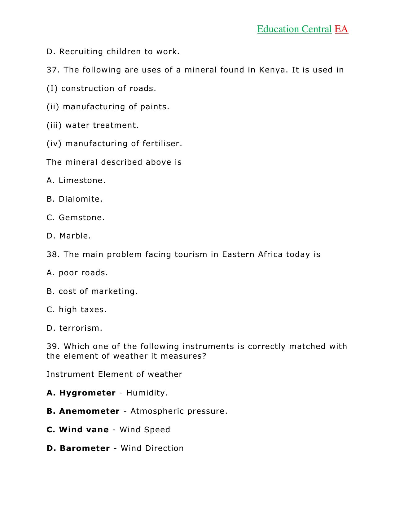 Social Studies KCPE (2018) — page 12 of 26