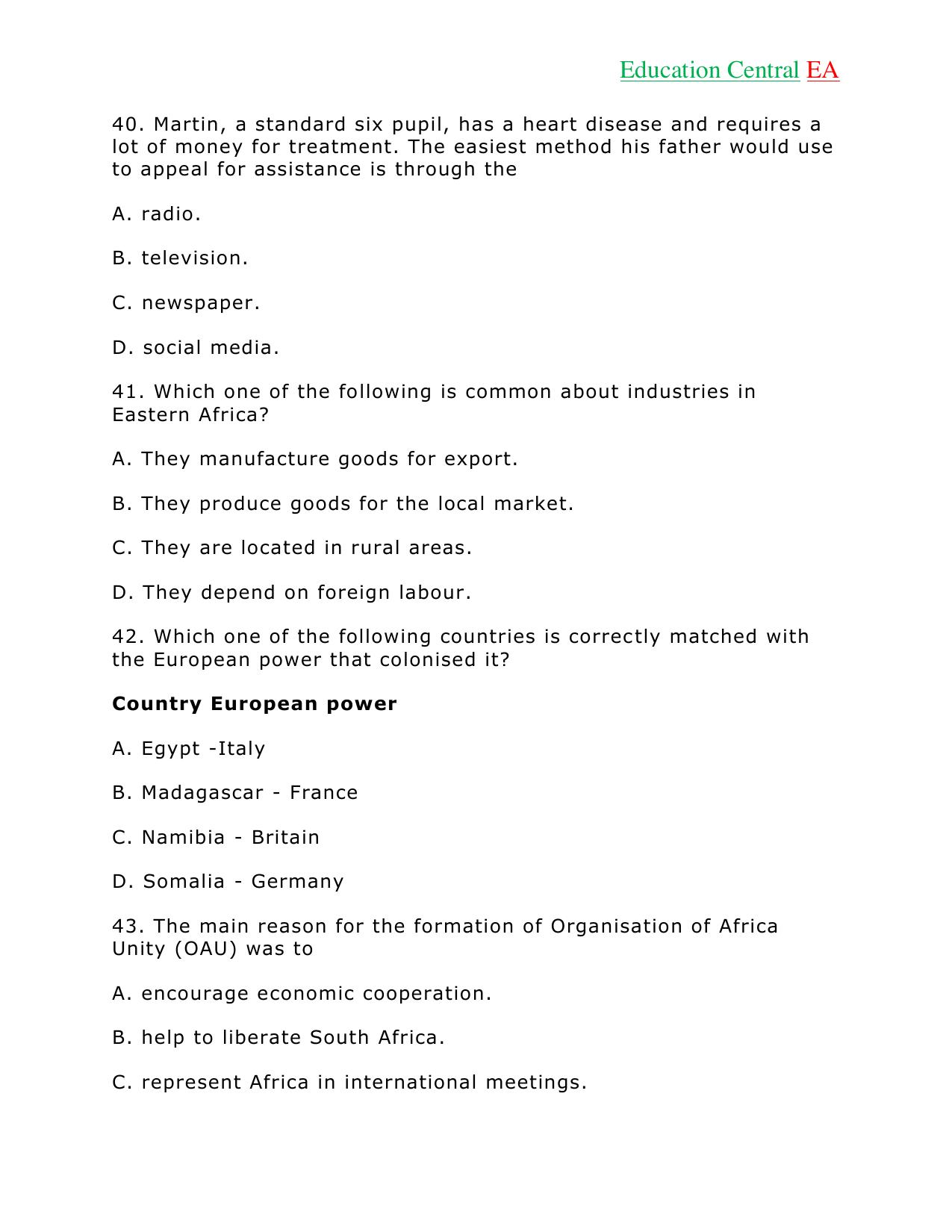 Social Studies KCPE (2018) — page 13 of 26