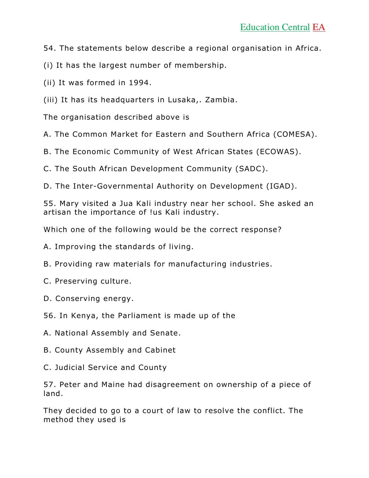 Social Studies KCPE (2018) — page 17 of 26