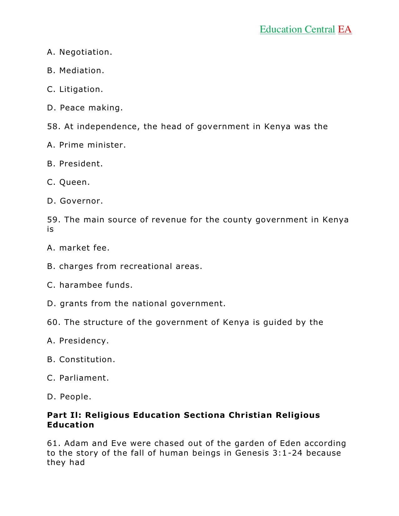Social Studies KCPE (2018) — page 18 of 26