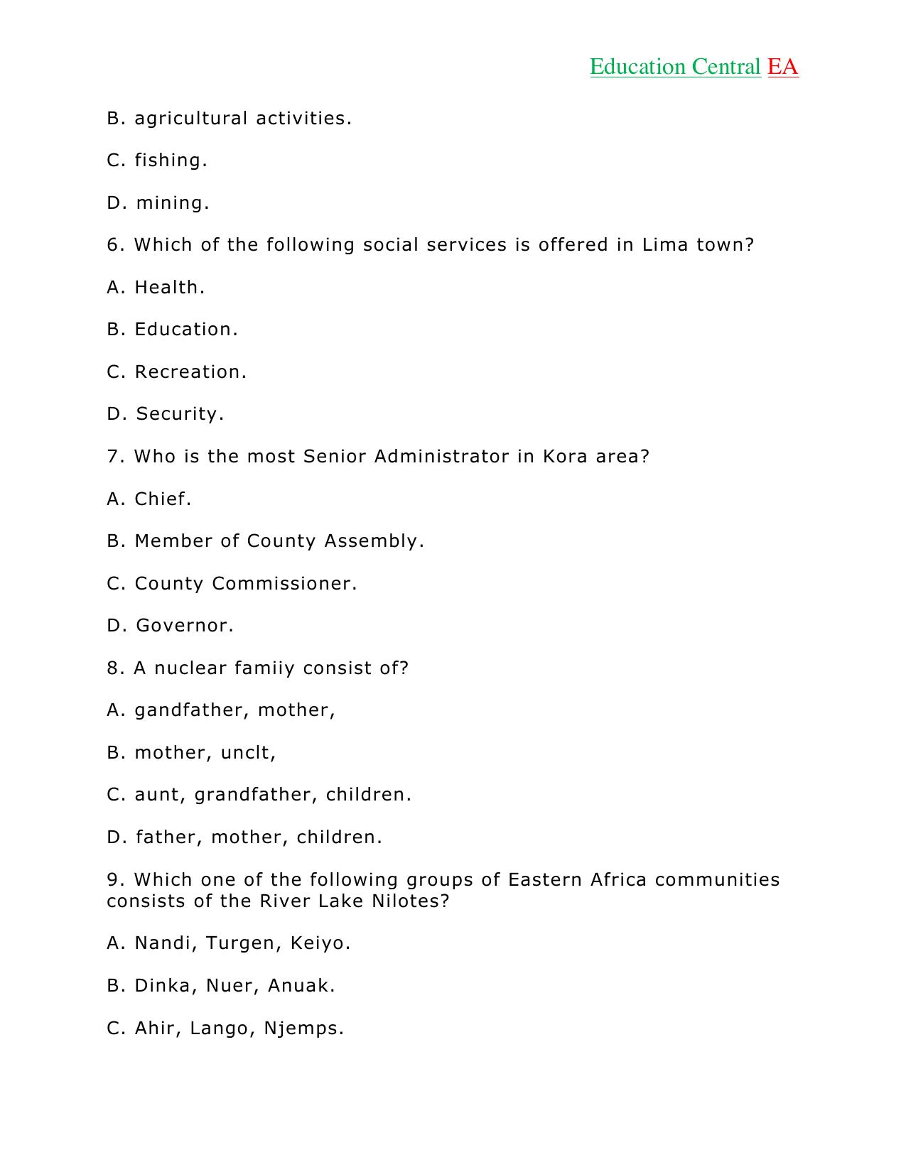 Social Studies KCPE (2018) — page 4 of 26